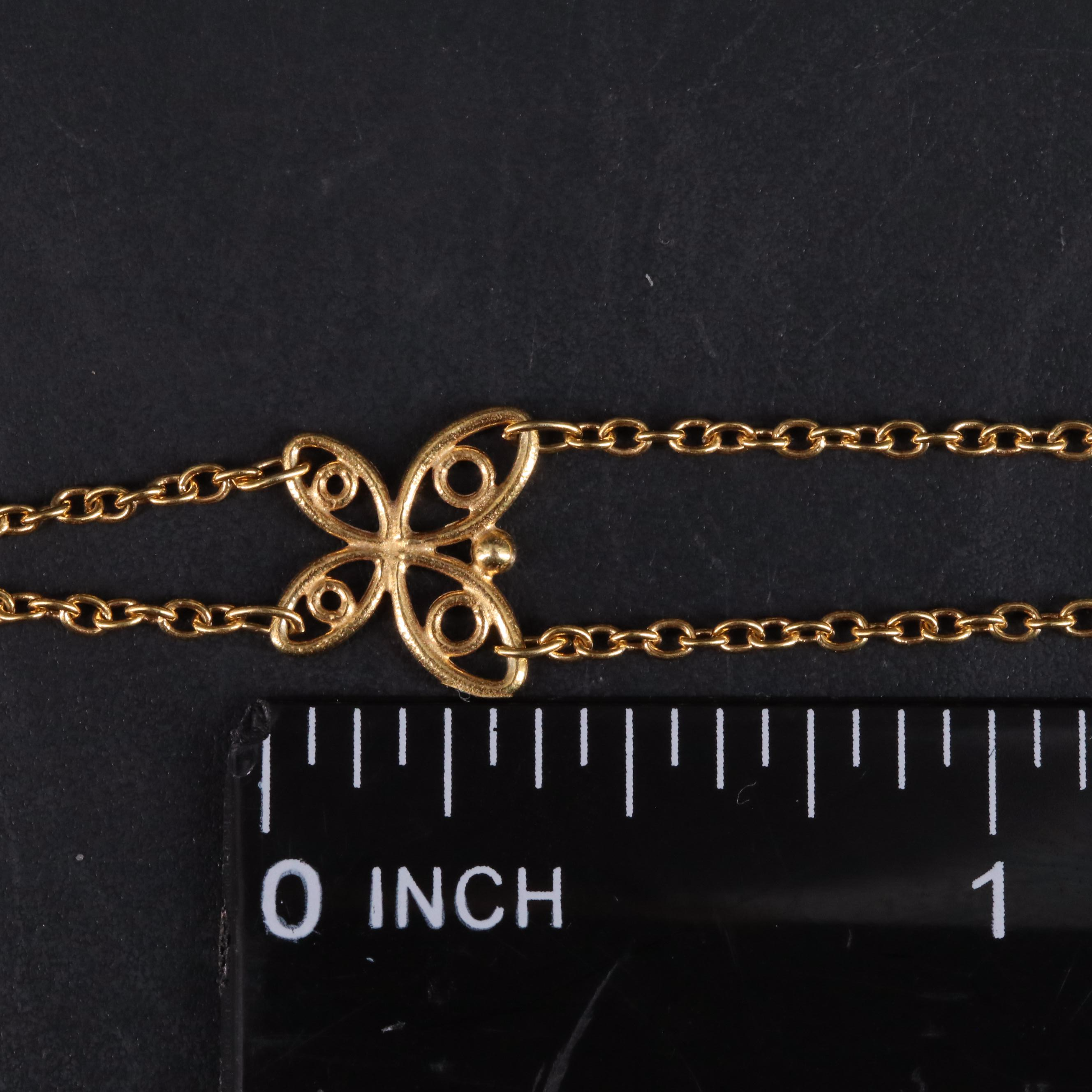 14K Cable Chain Butterflies Bracelet