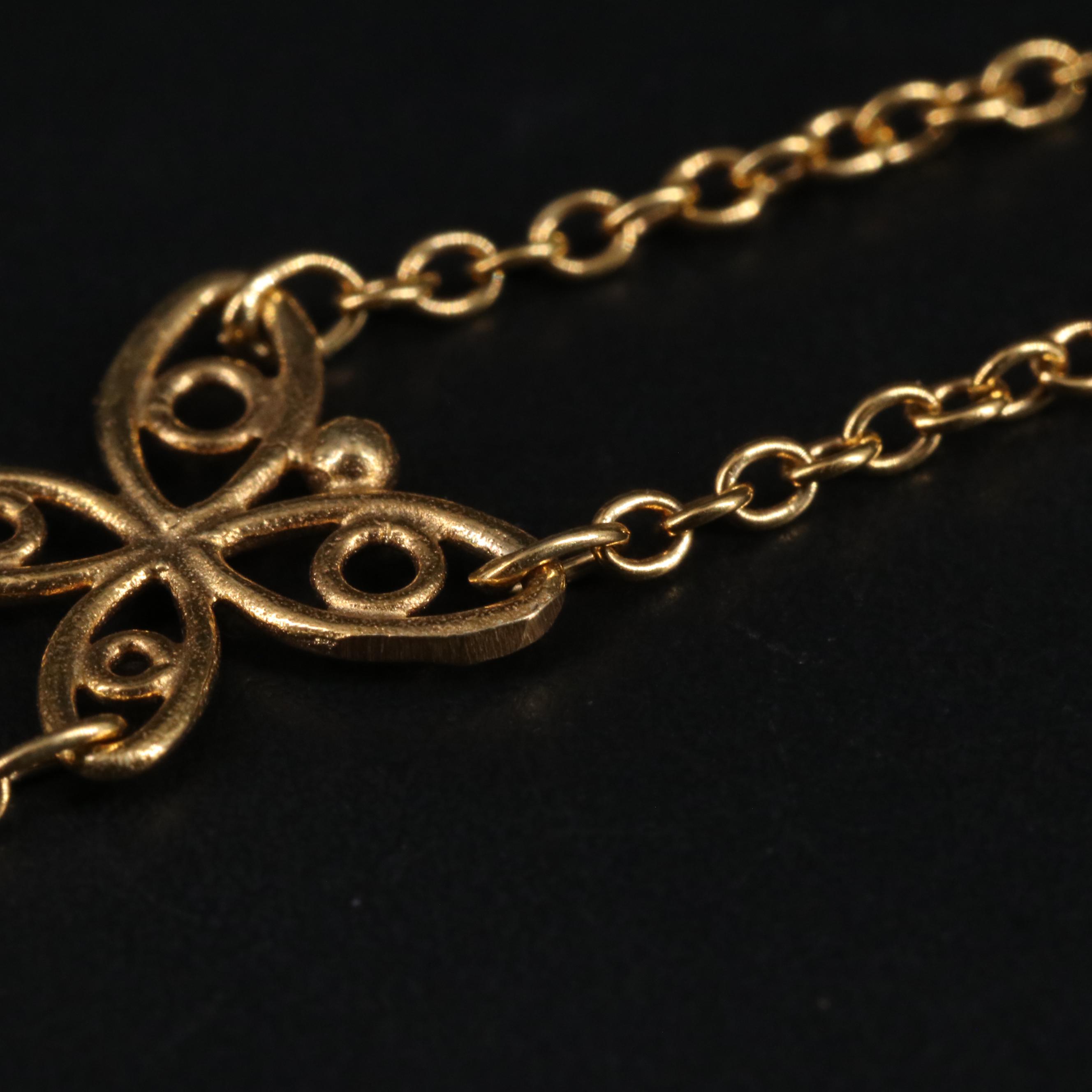 14K Cable Chain Butterflies Bracelet