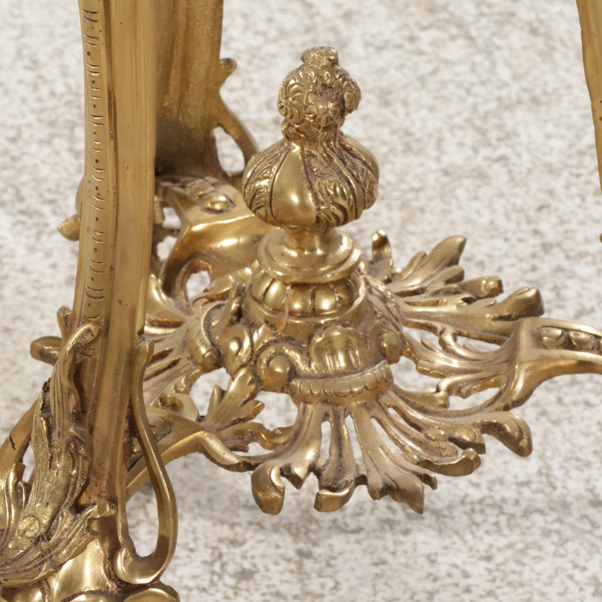 Victorian Style Cast Brass and Marble Top Plant Stand