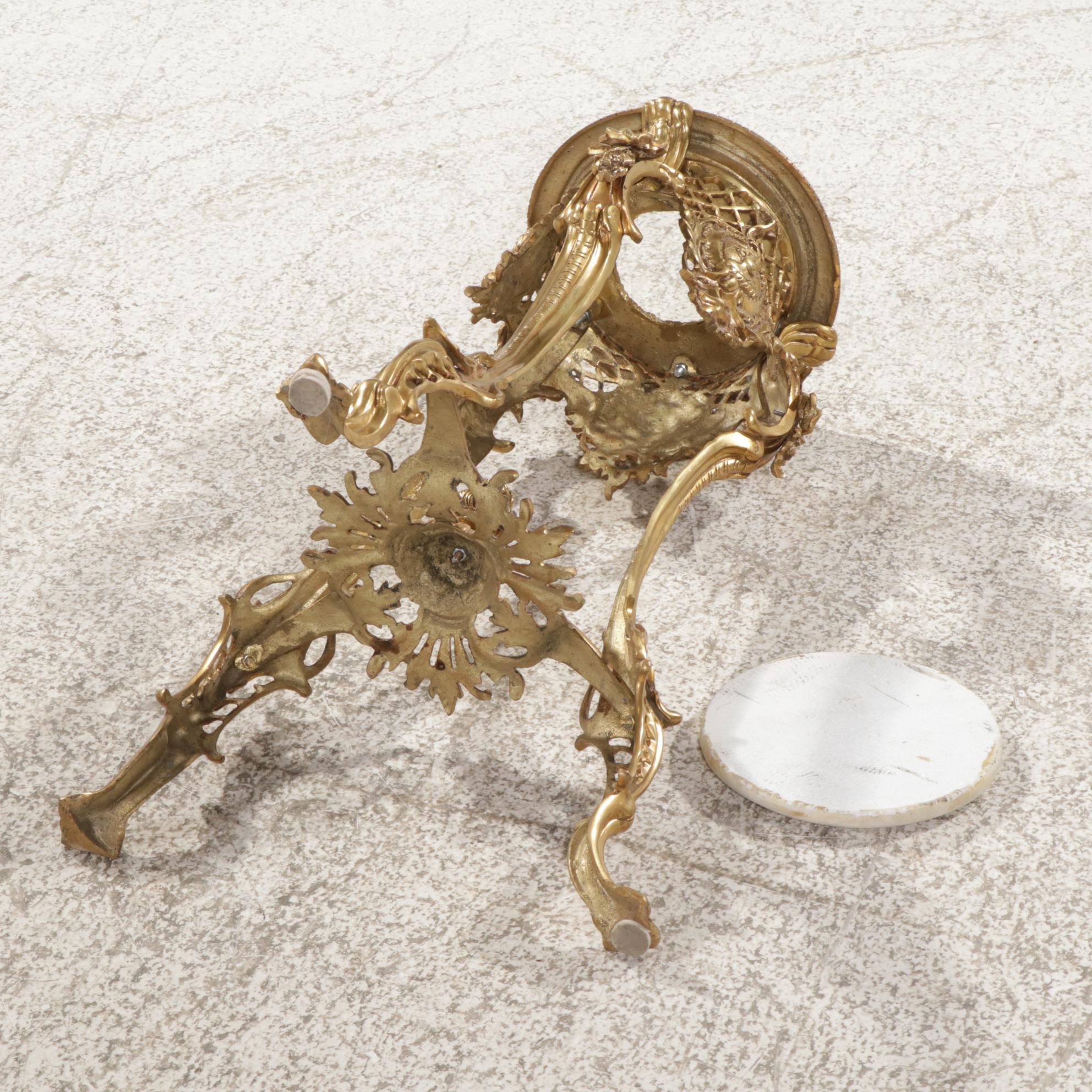 Victorian Style Cast Brass and Marble Top Plant Stand