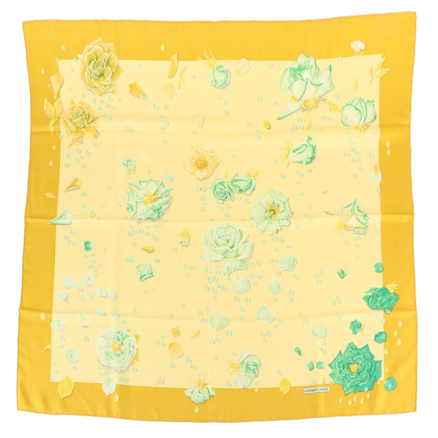 Hermès ''La Rosée'' Scarf 90 in Silk Twill