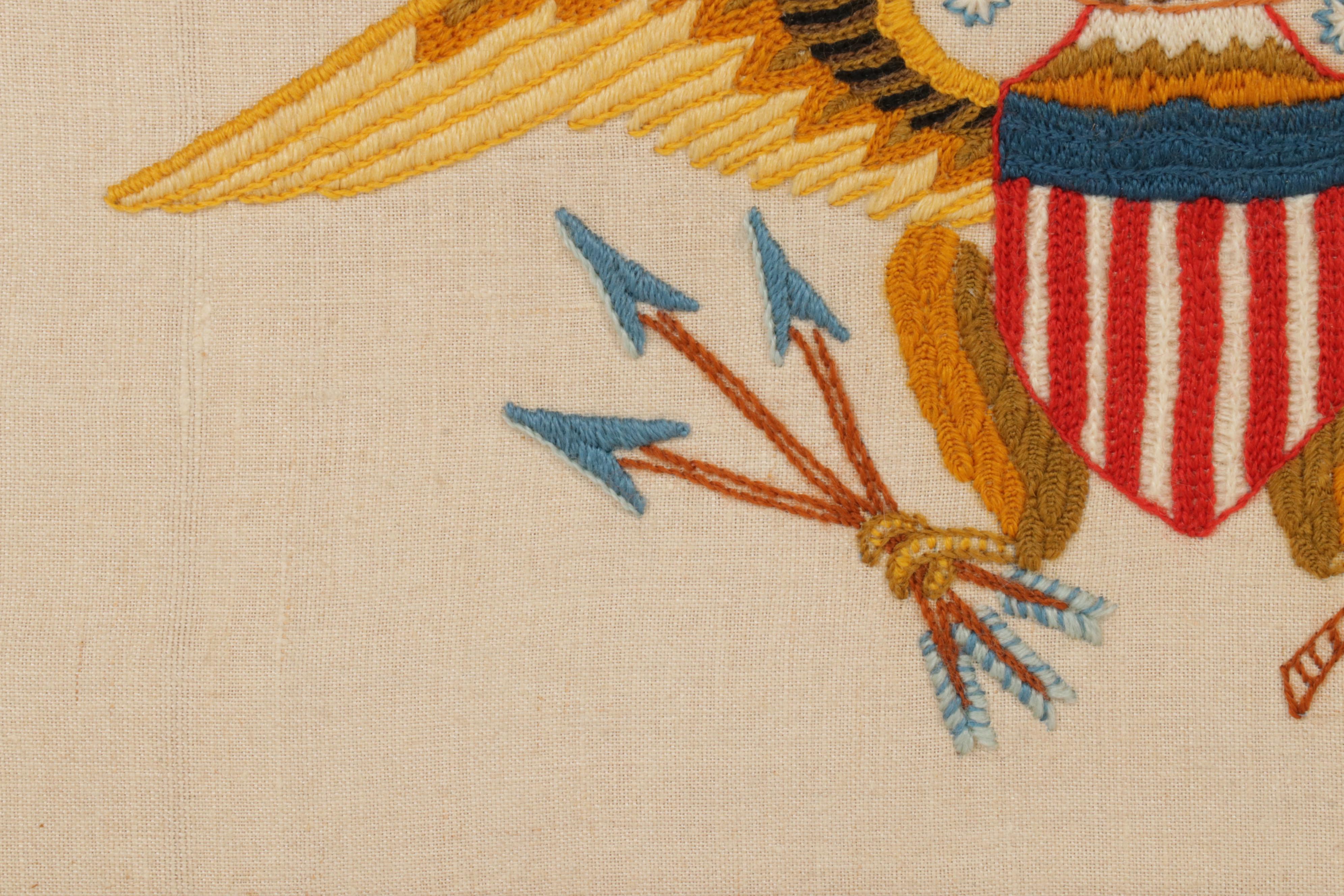 Patriotic Handmade Embroidery and Folk Art Cross-Stitch Panels, Late 20th C