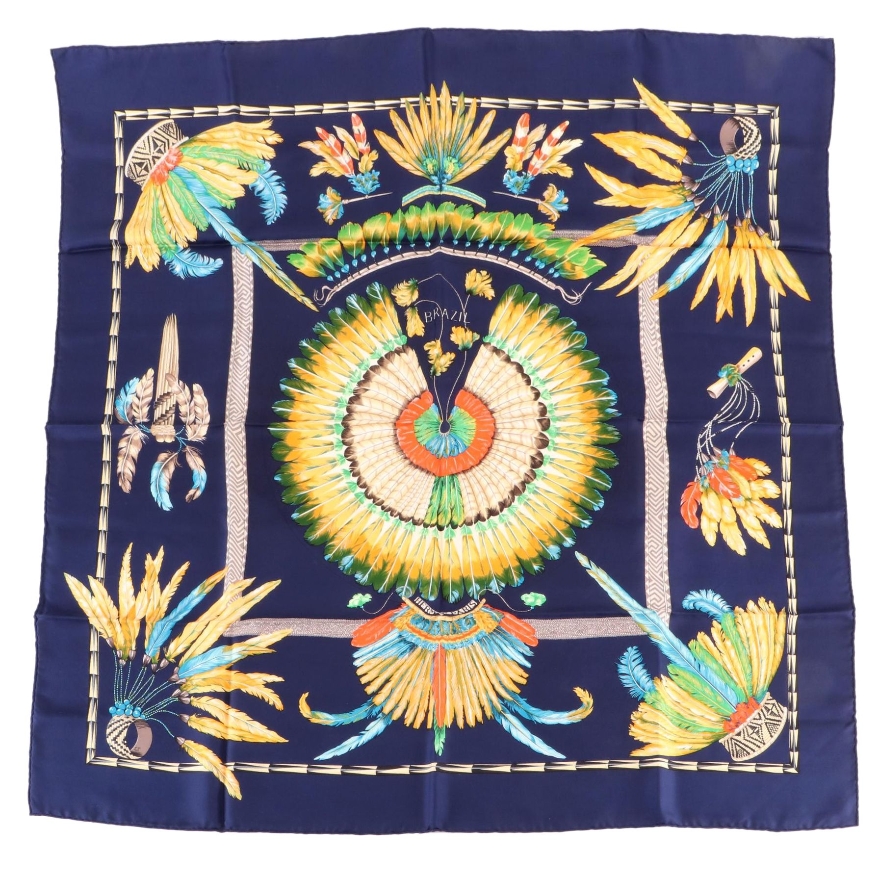 Hermès "Brazil" Scarf 90 in Silk Twill