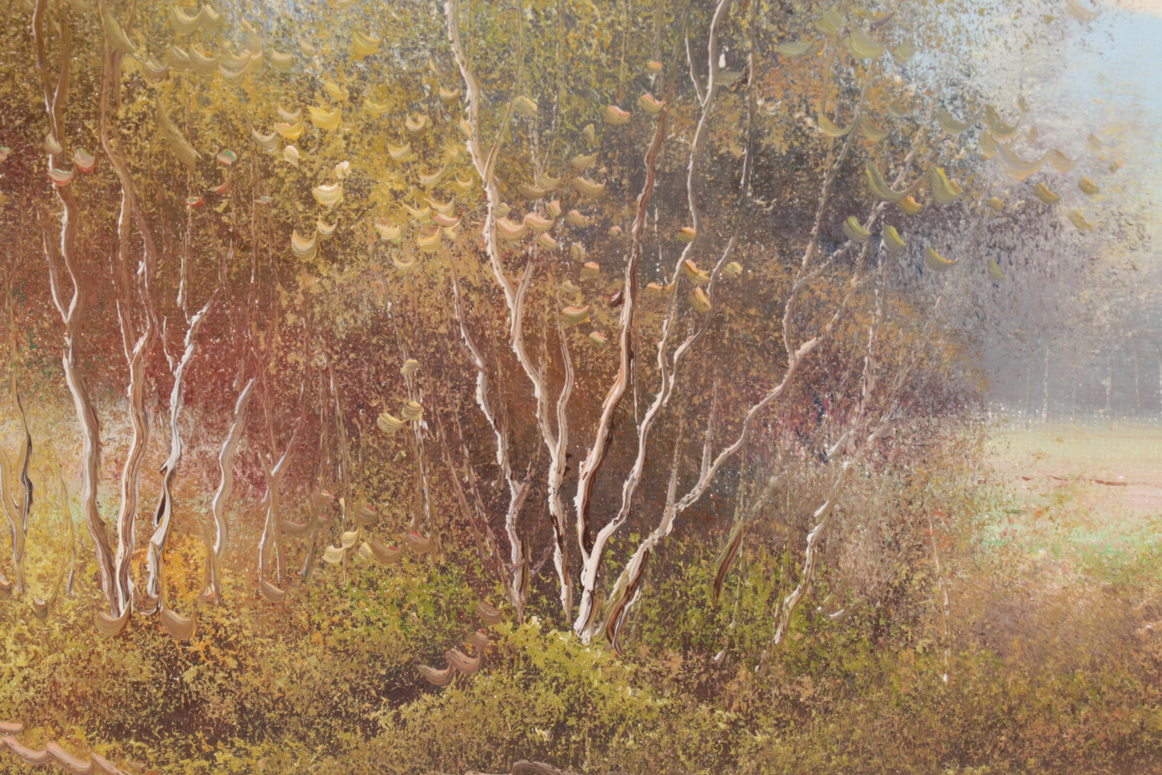 Trillo Landscape Oil Painting of Pastoral Pond, 21st Century