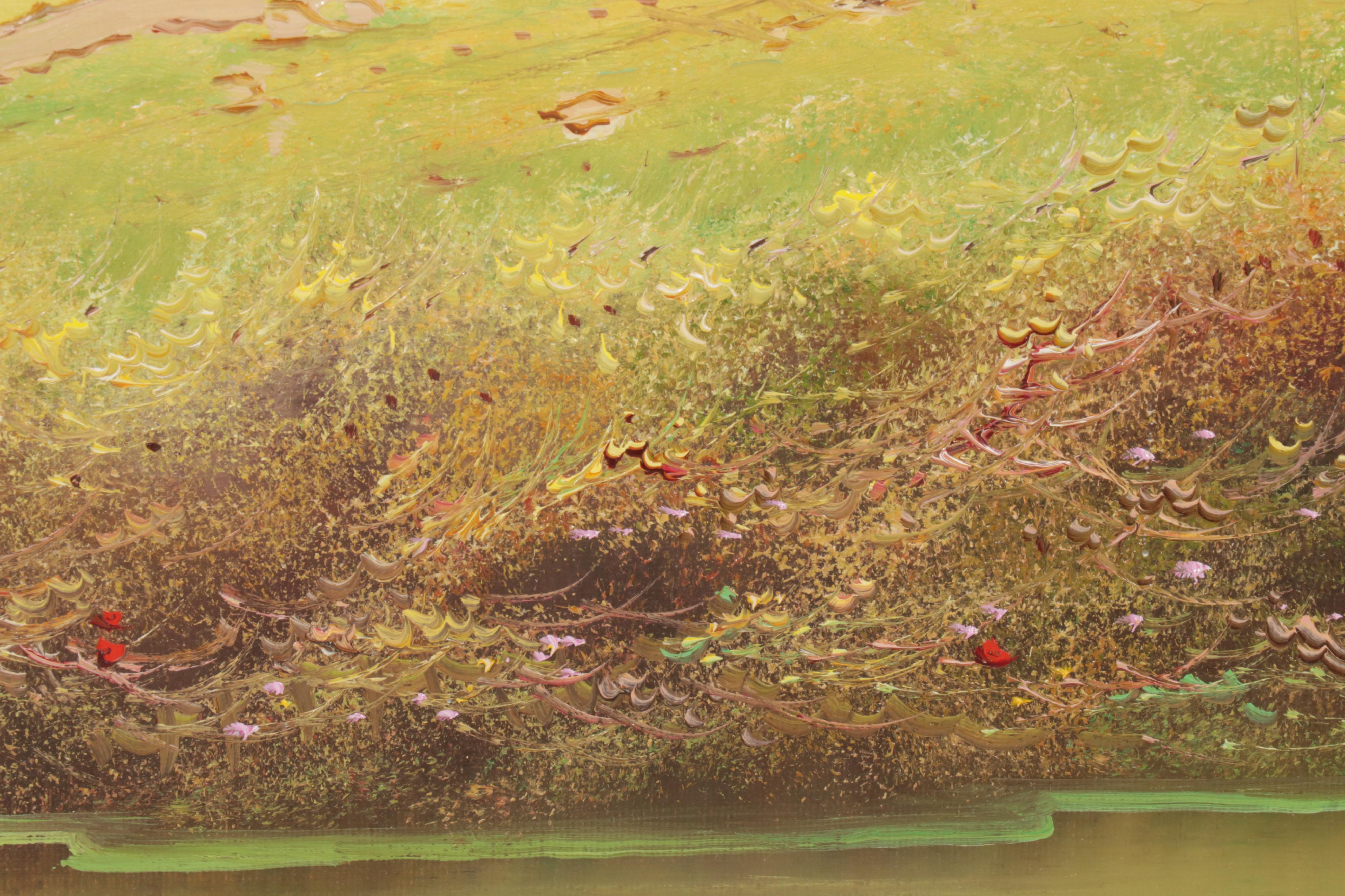 Trillo Landscape Oil Painting of Pastoral Pond, 21st Century