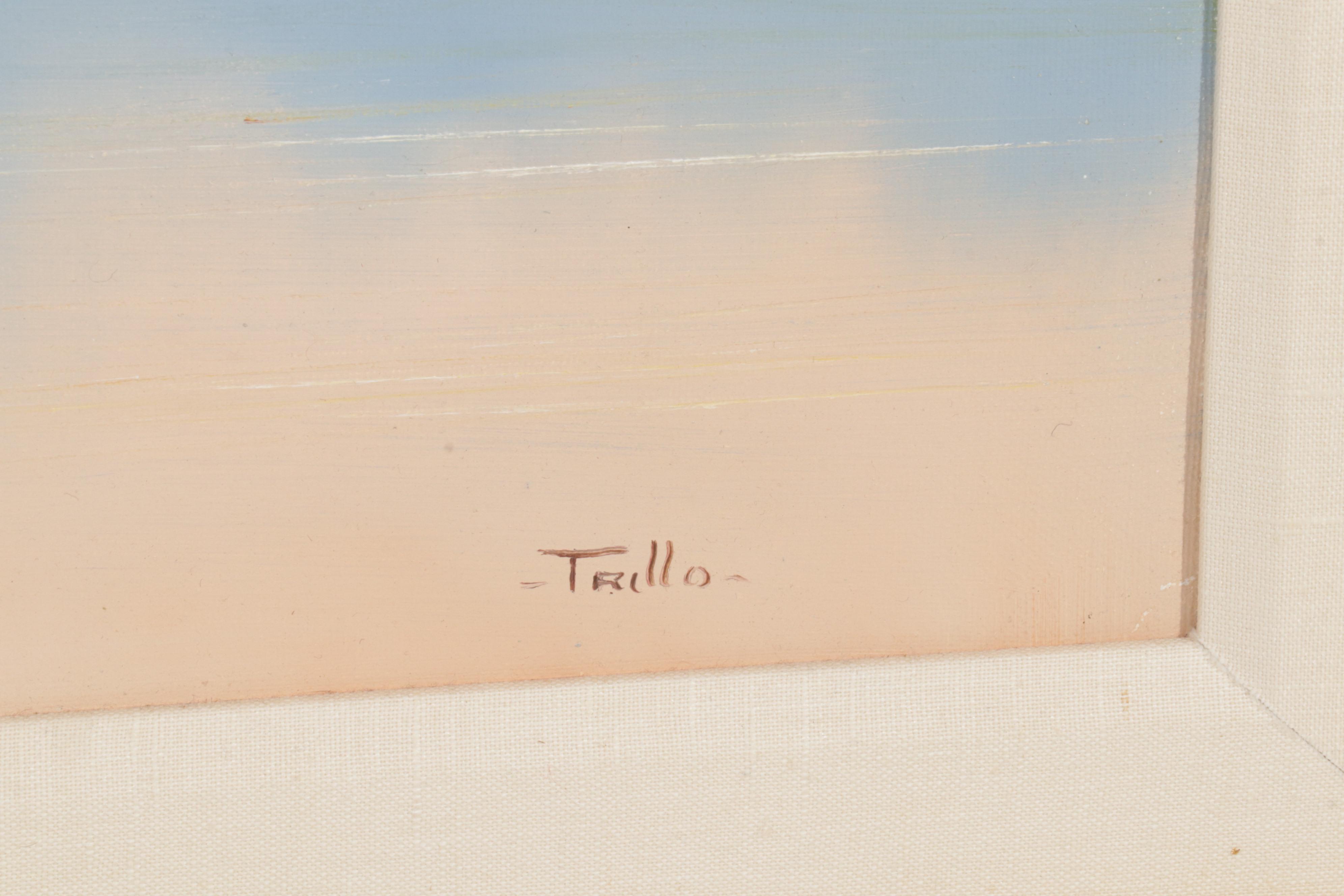 Trillo Landscape Oil Painting of Pastoral Pond, 21st Century