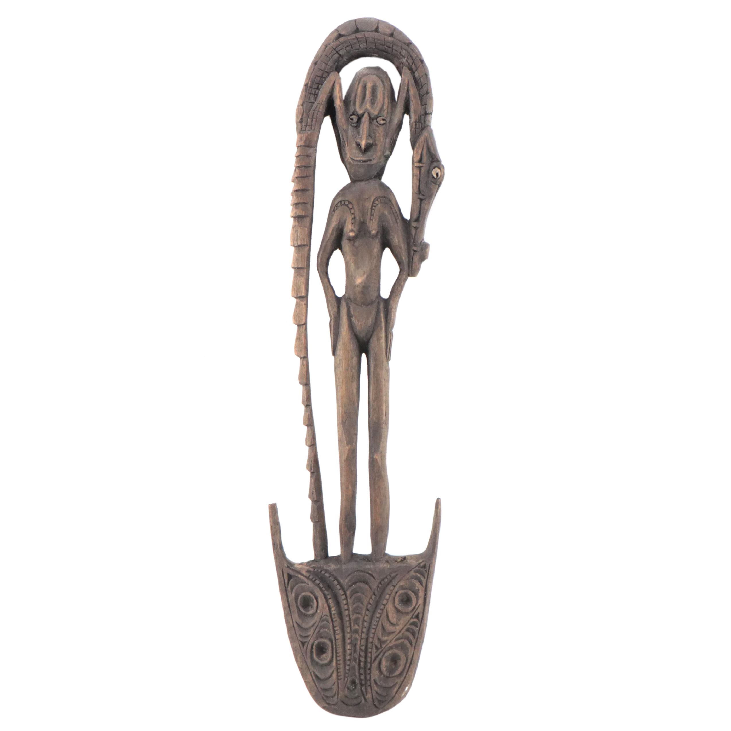 Papua New Guinea Crocodile and Figural Suspension Hook