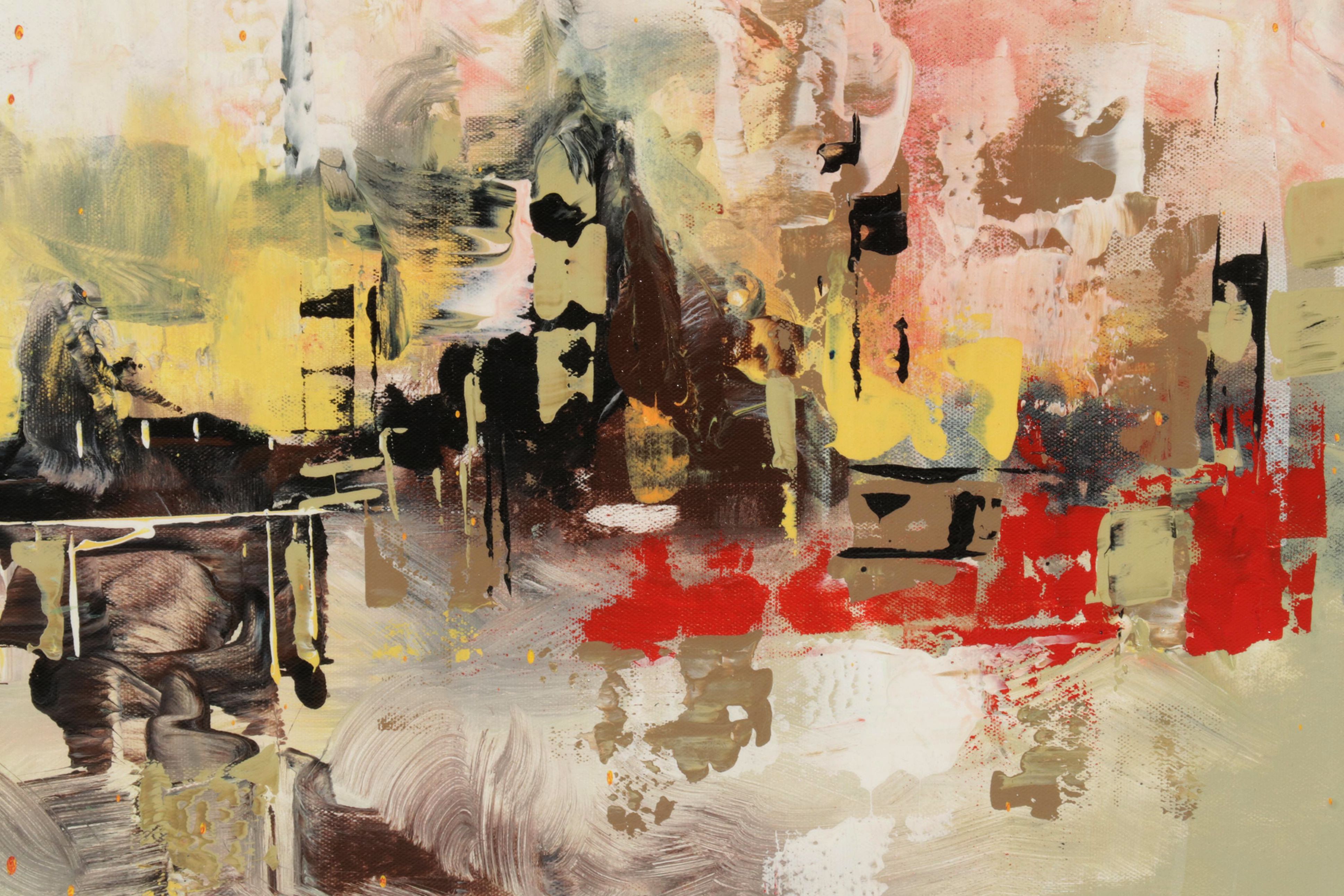 Farshad Lanjani Abstract Acrylic Painting of Coastal Landscape, 21st Century