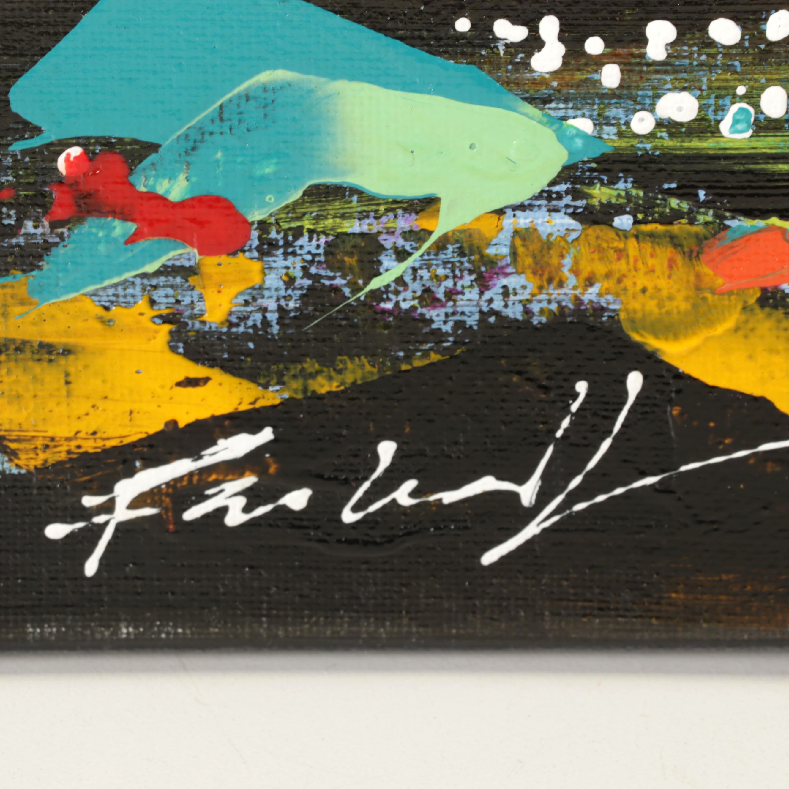 Farshad Lanjani Floral Still Life Acrylic Painting, 21st Century