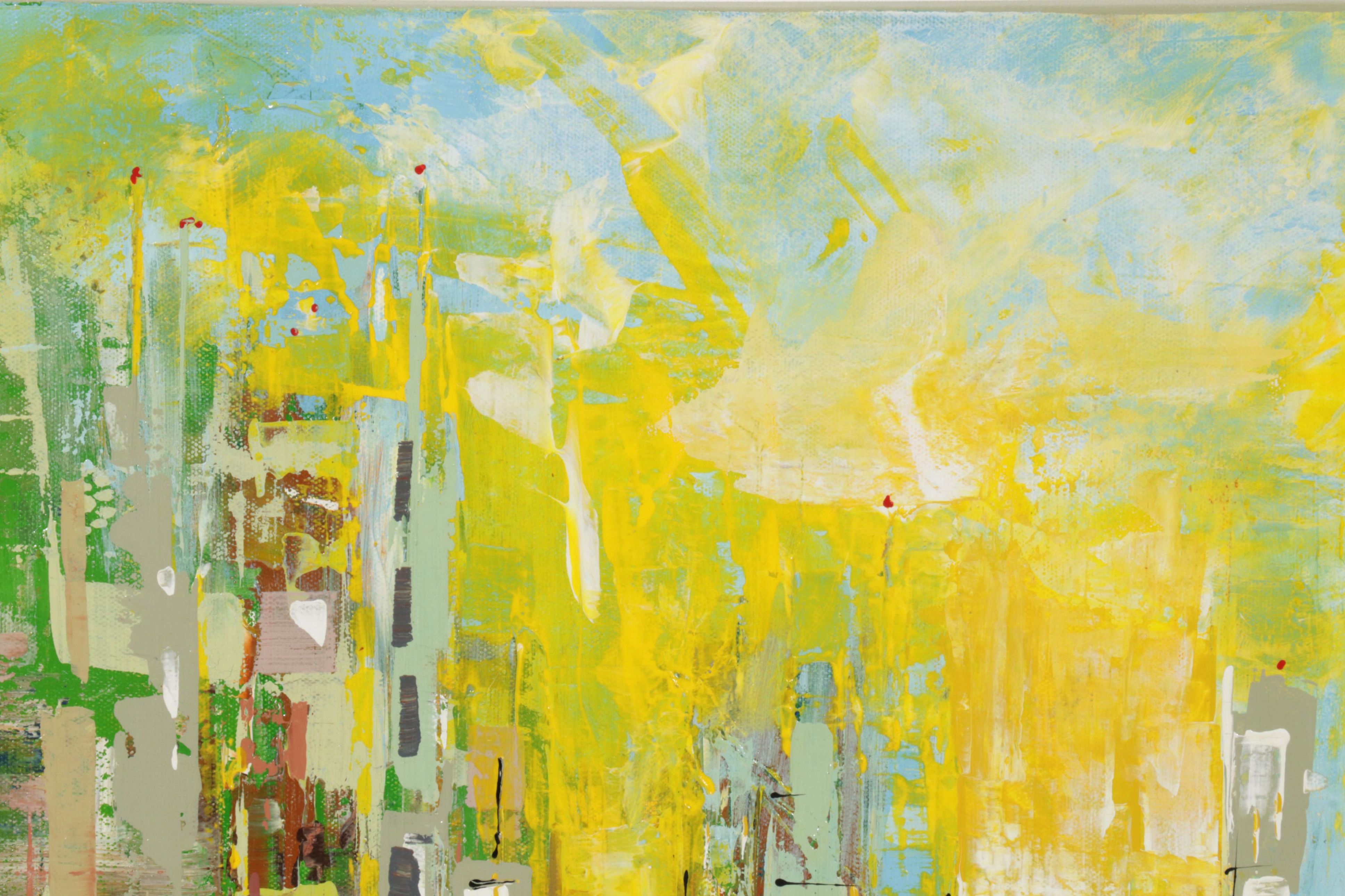 Farshad Lanjani City Street Acrylic Painting, 21st Century