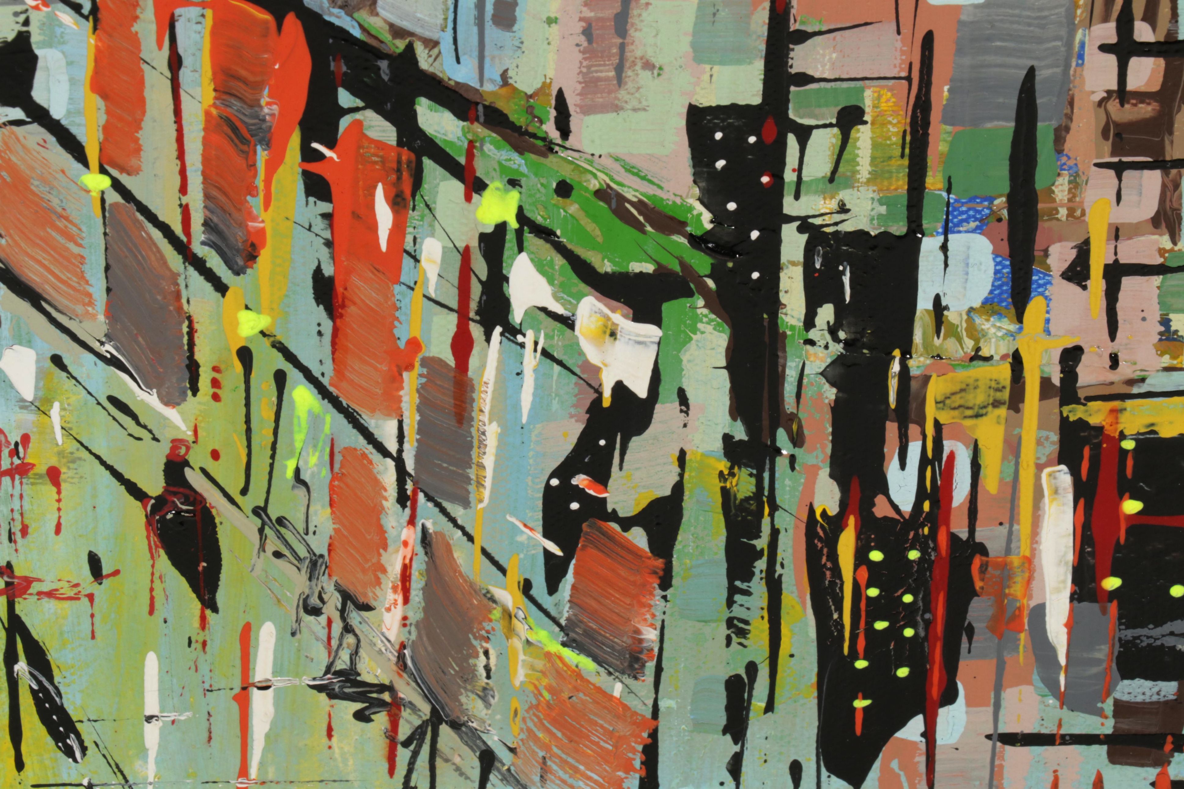 Farshad Lanjani City Street Acrylic Painting, 21st Century