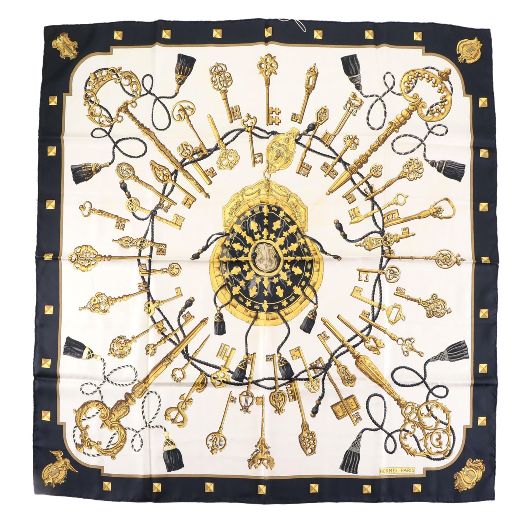 Hermès "Les Clés" Scarf 90 in Silk Twill