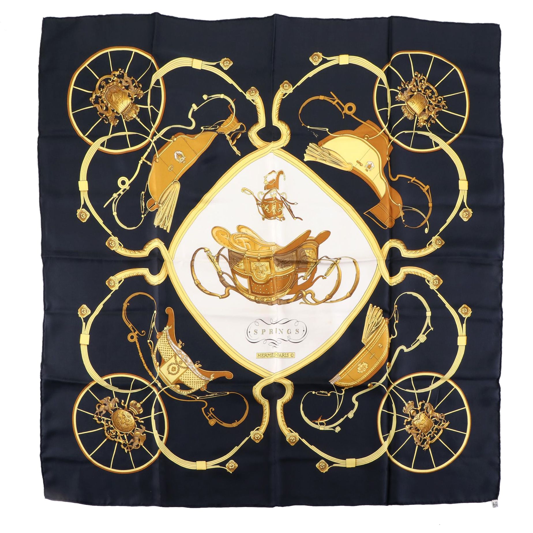 Hermès Early Issue ''Springs'' Scarf 90 in Silk Twill