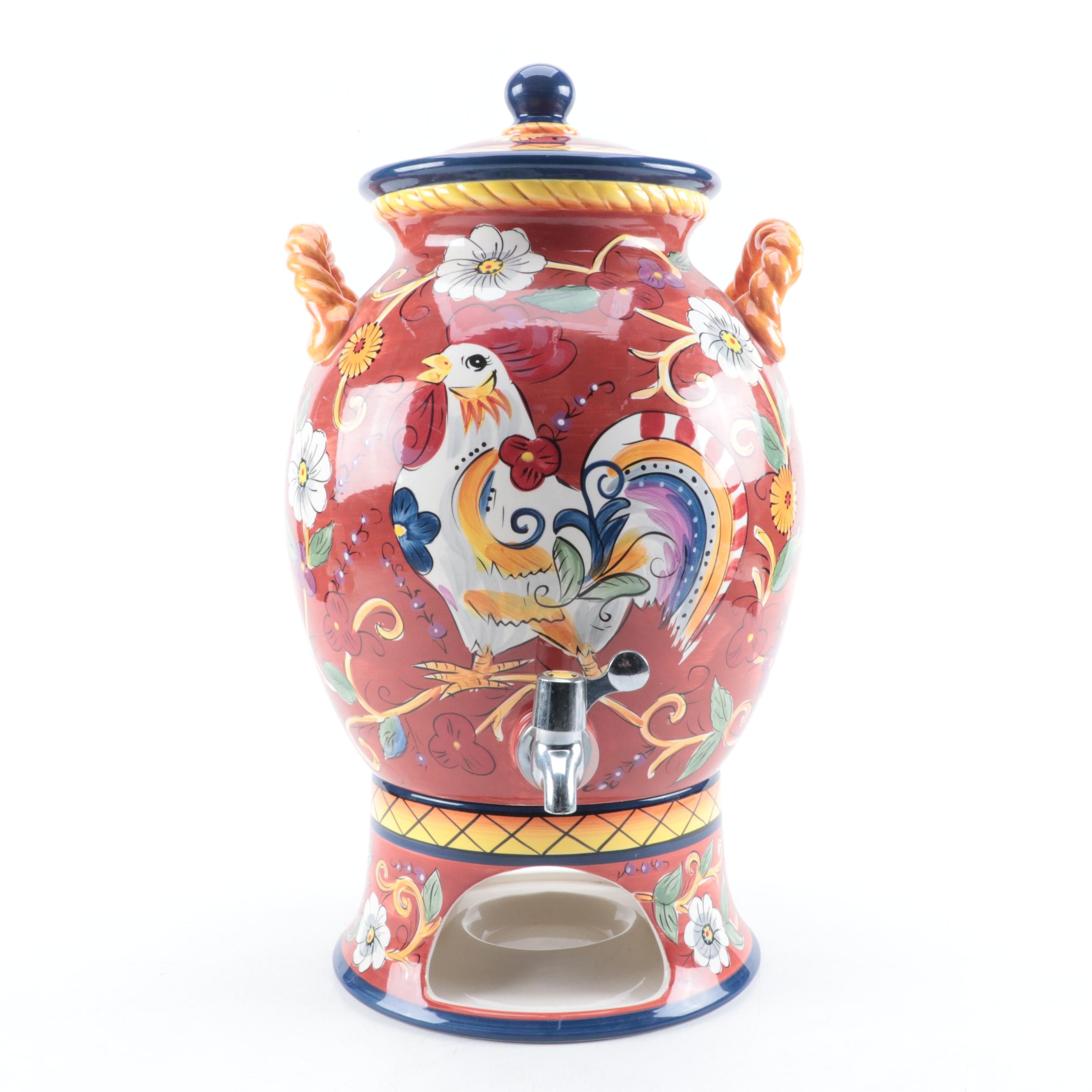 Tabletops Gallery Hand-Painted Ceramic Drink Dispenser
