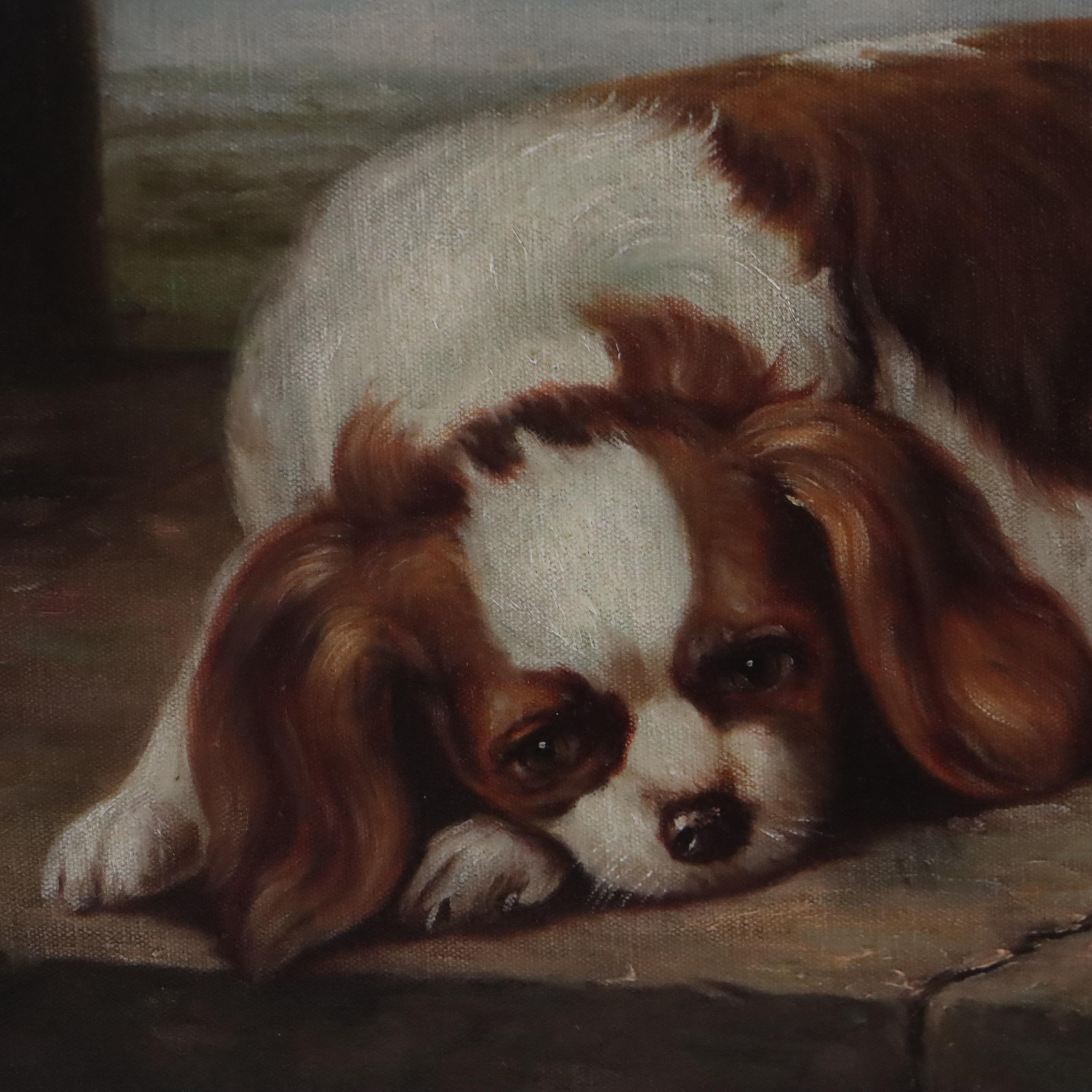 Oil Painting of King Charles Spaniel at Rest