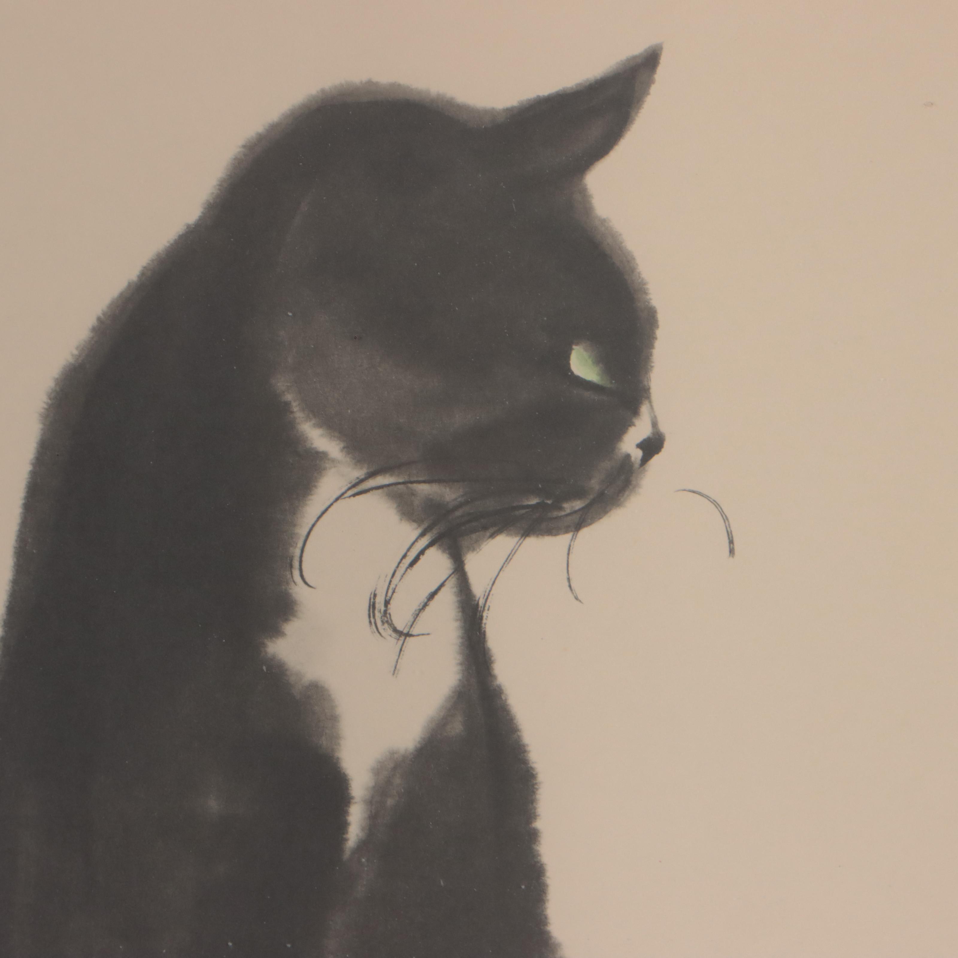 Lithographs After David Da Wei Kwo of Cats "Tess" and "Tip"