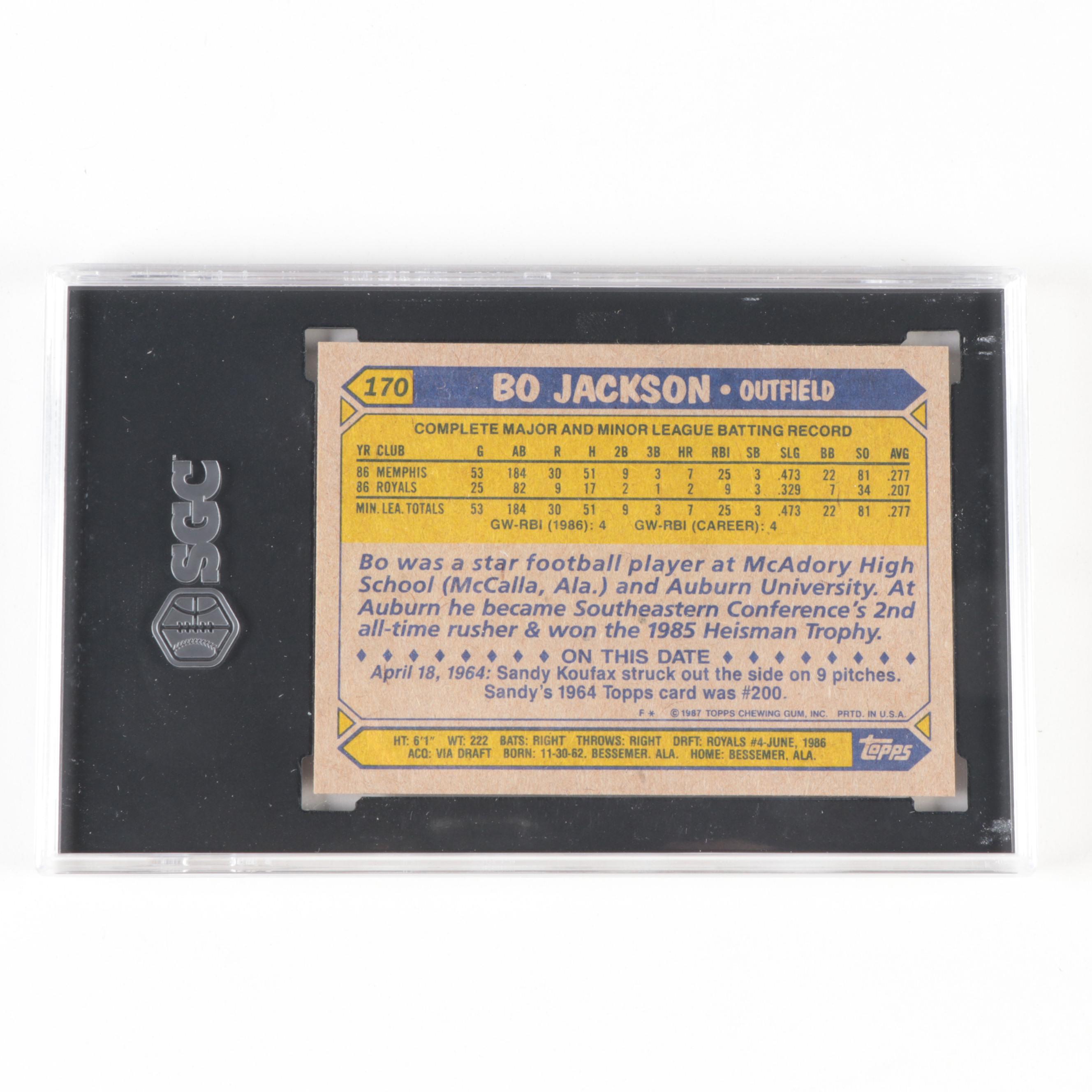 1987 Topps Bo Jackson #170 Graded SGC 9 Mint Baseball Rookie Card