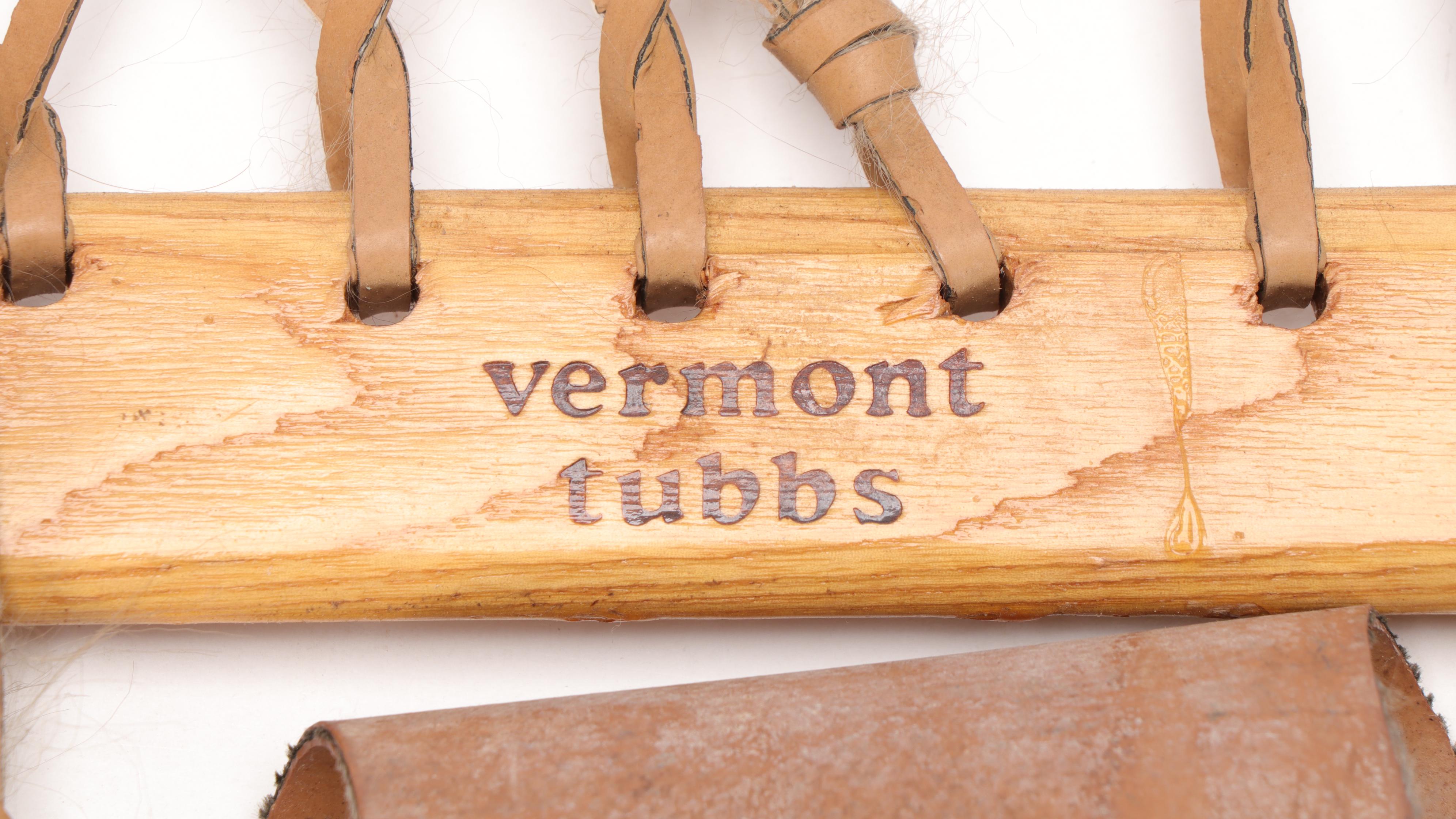 Pair of Vermont Tubbs Wood and Leather Snowshoes, 20th Century