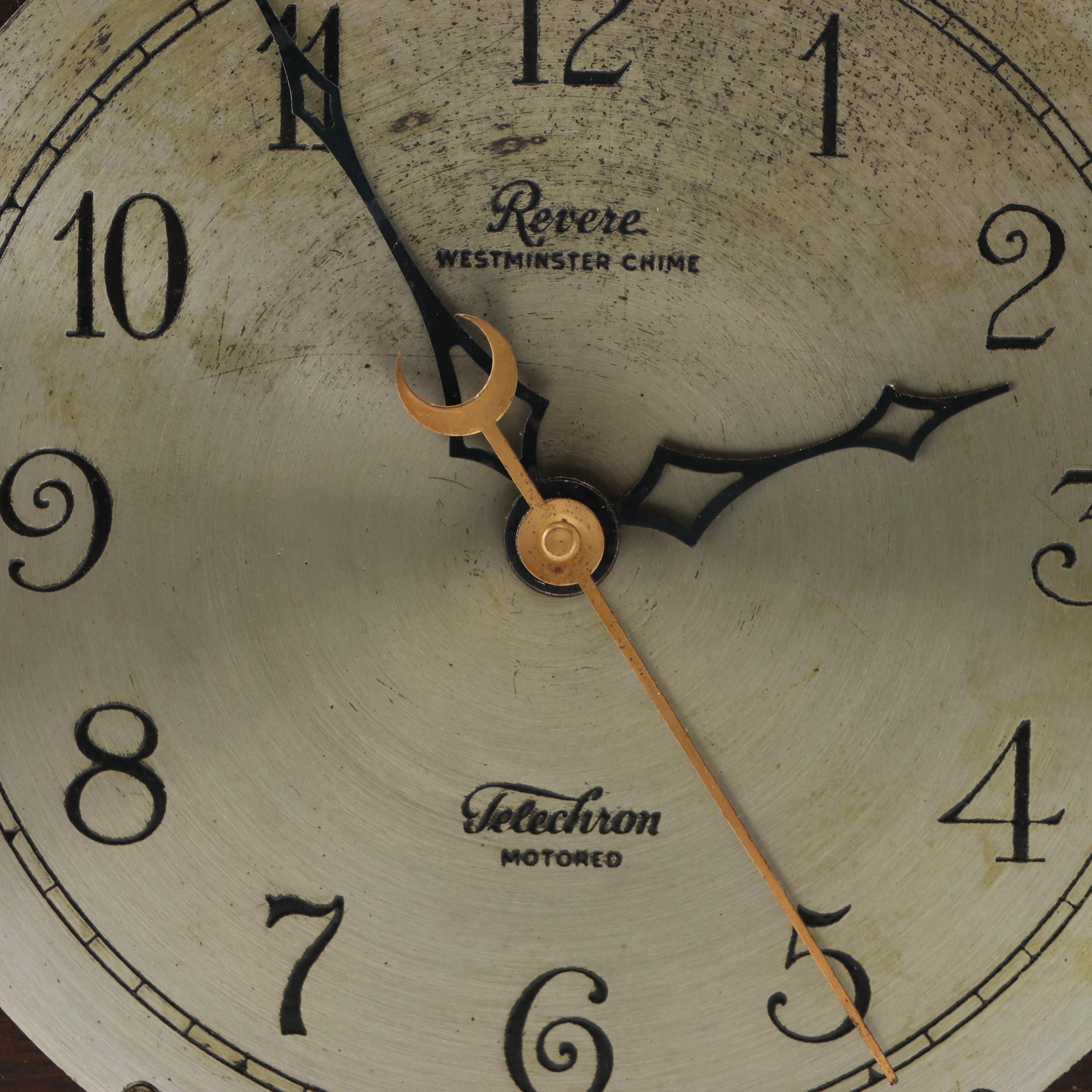 Revere Westminster Chime Electric Wooden Tambour Mantel Clock, Mid-20th Century