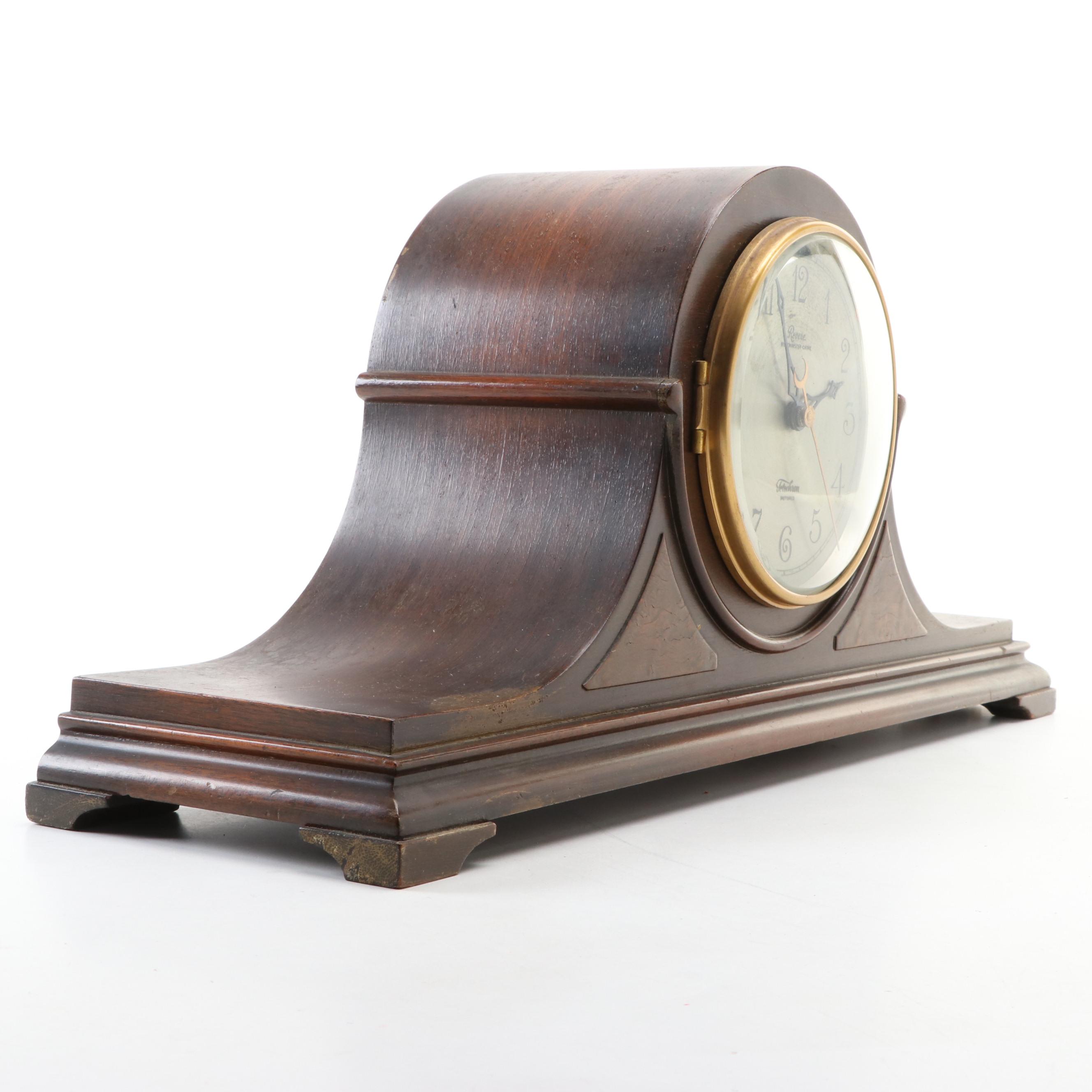 Revere Westminster Chime Electric Wooden Tambour Mantel Clock, Mid-20th Century