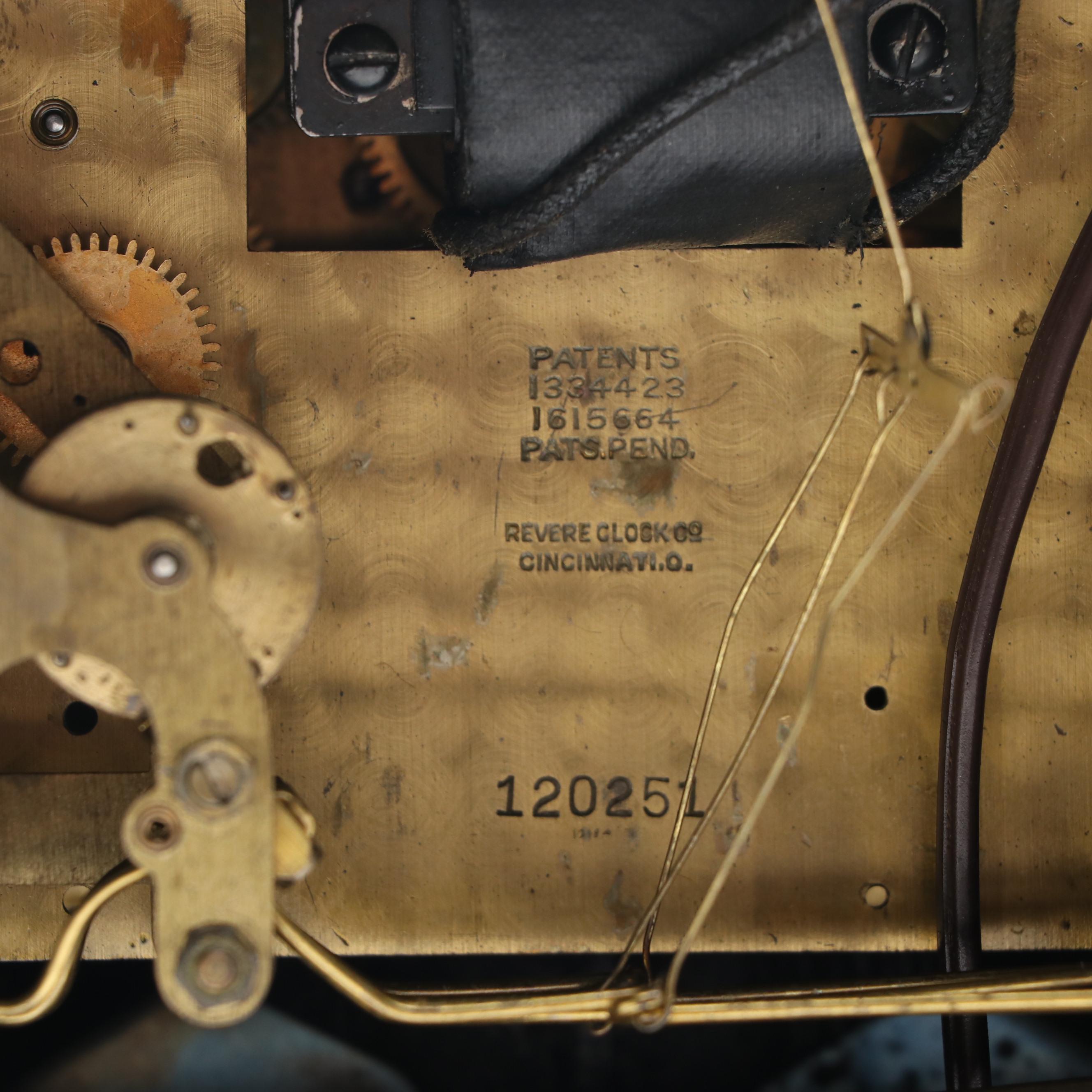 Revere Westminster Chime Electric Wooden Tambour Mantel Clock, Mid-20th Century