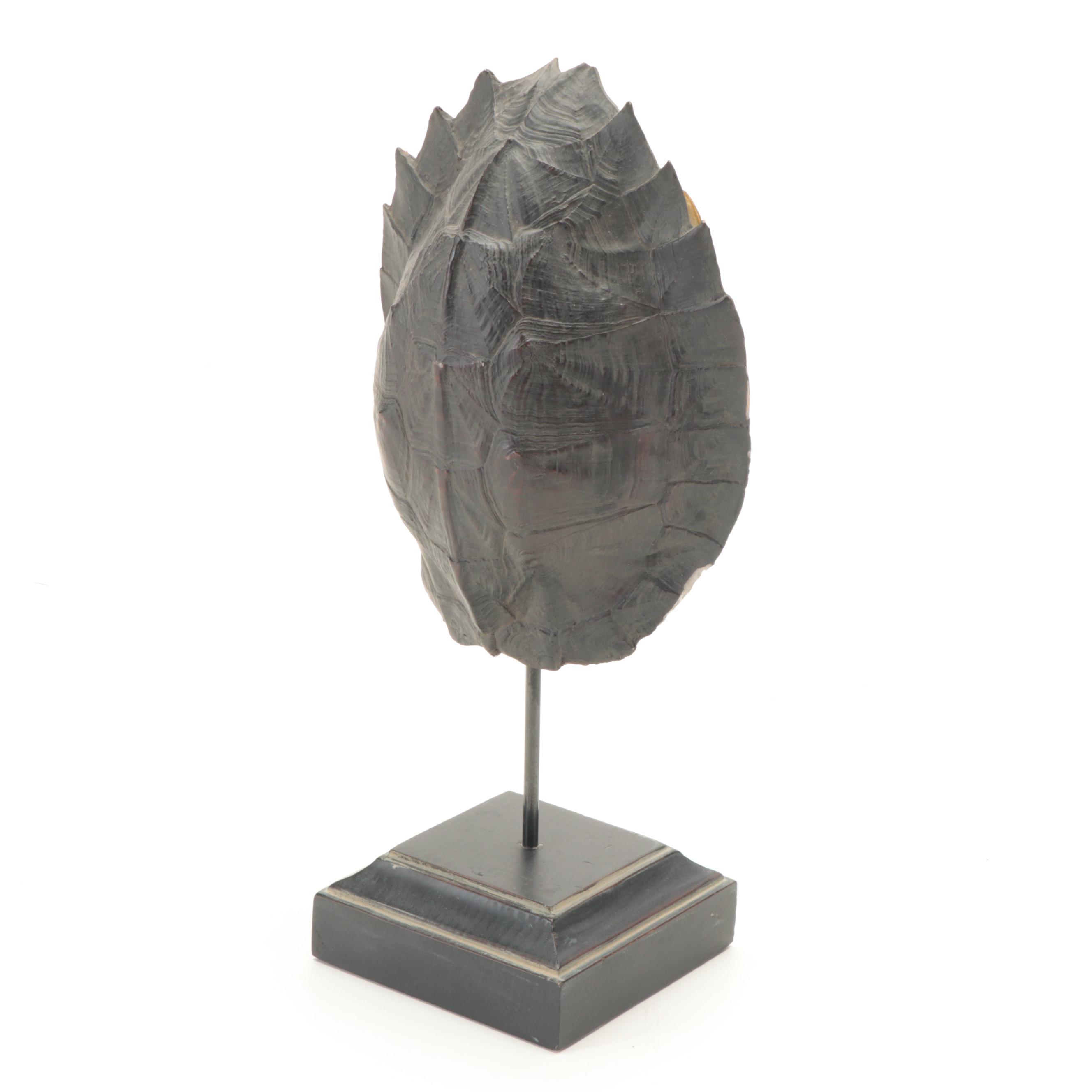 Restoration Hardware Faux Turtle Shell on Stand with Faux Horn Decor