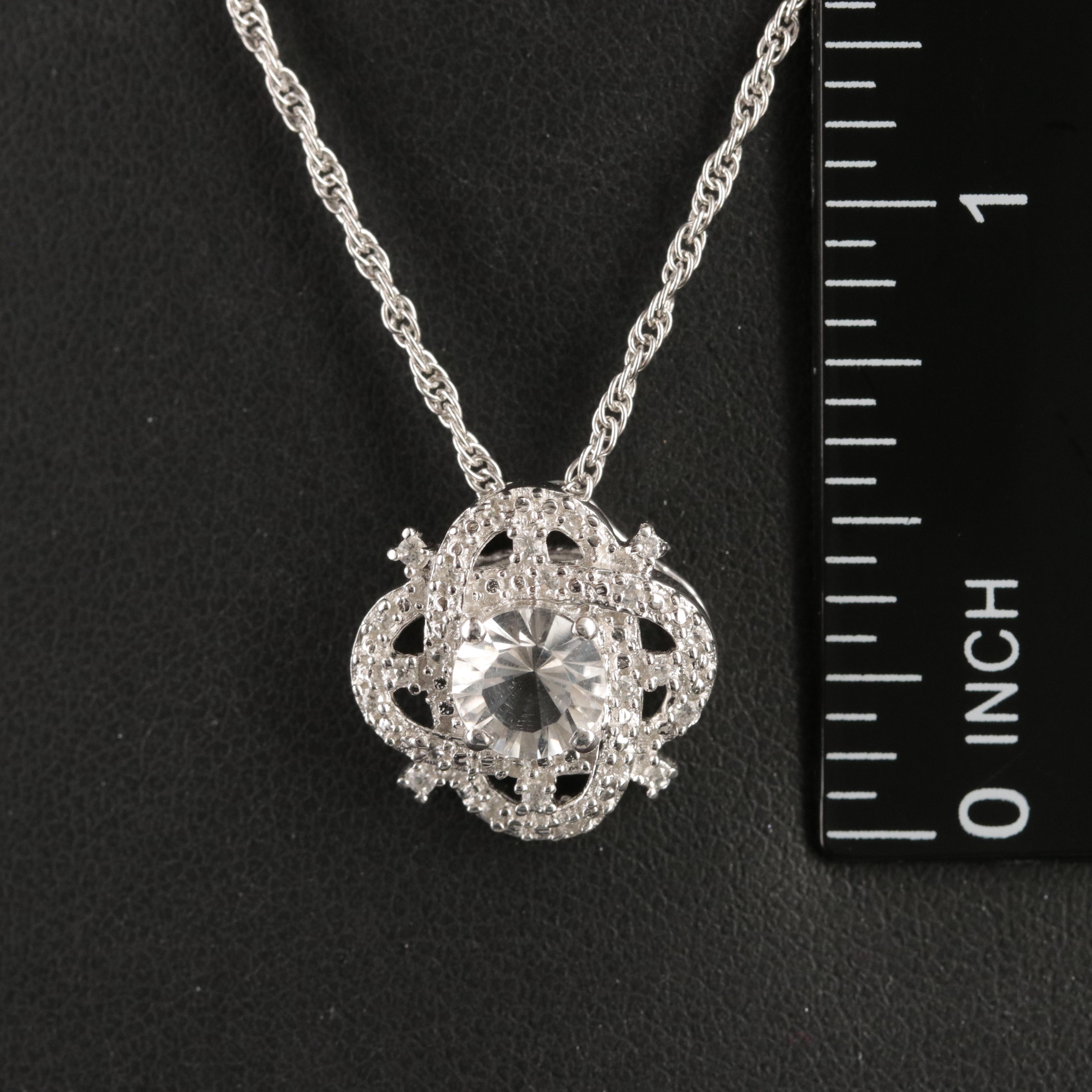 Sterling Petalite and Zircon Pendant Necklace