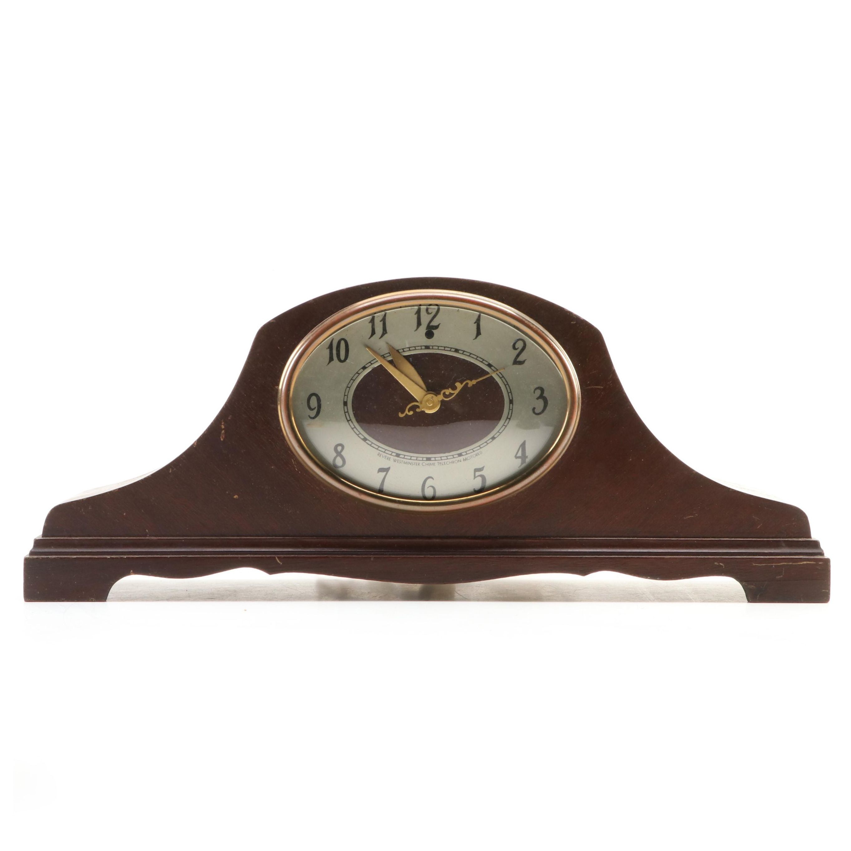 Revere Westminster Chime Electric Wooden Tambour Mantel Clock, 1948