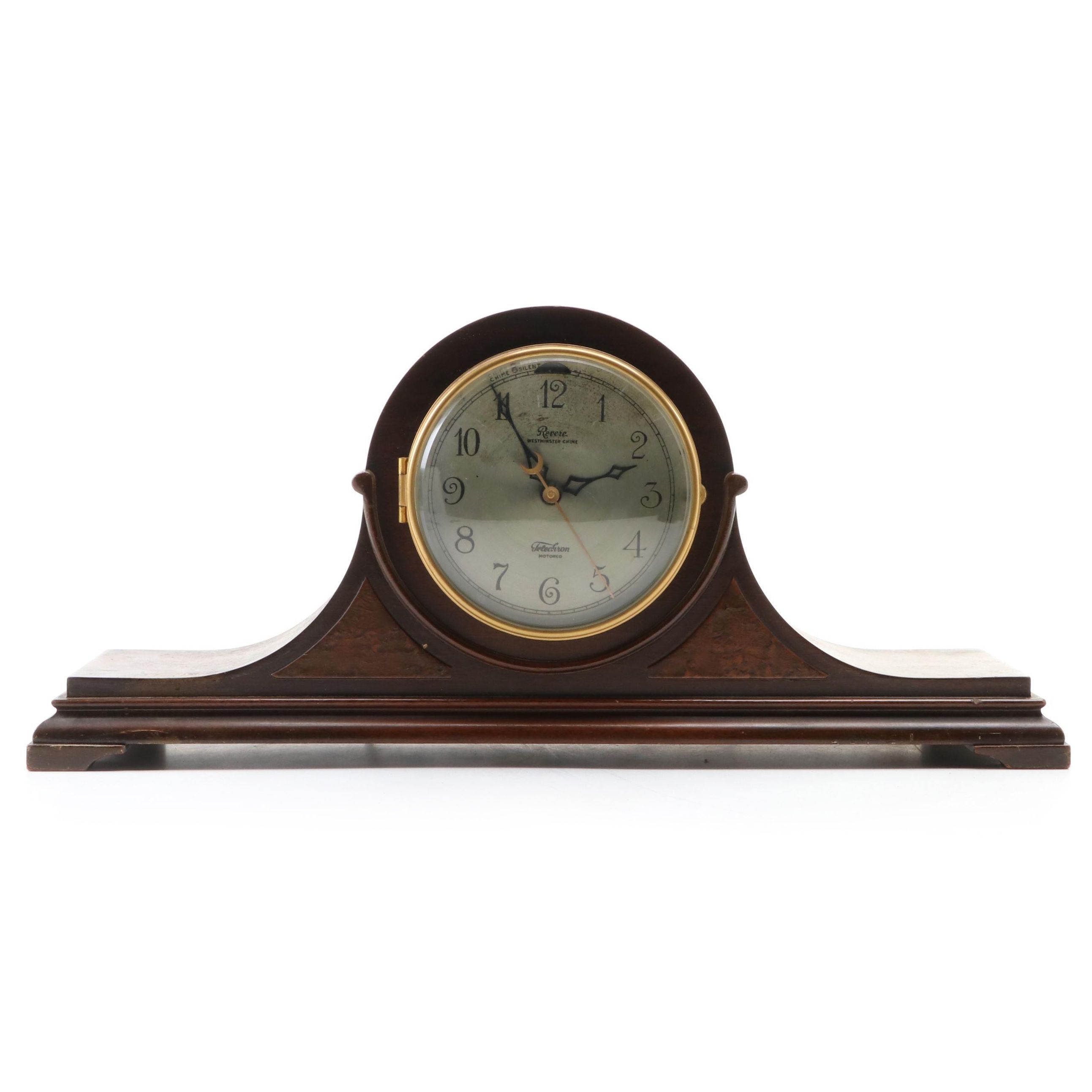 Revere Westminster Chime Electric Wooden Tambour Mantel Clock, Mid-20th Century