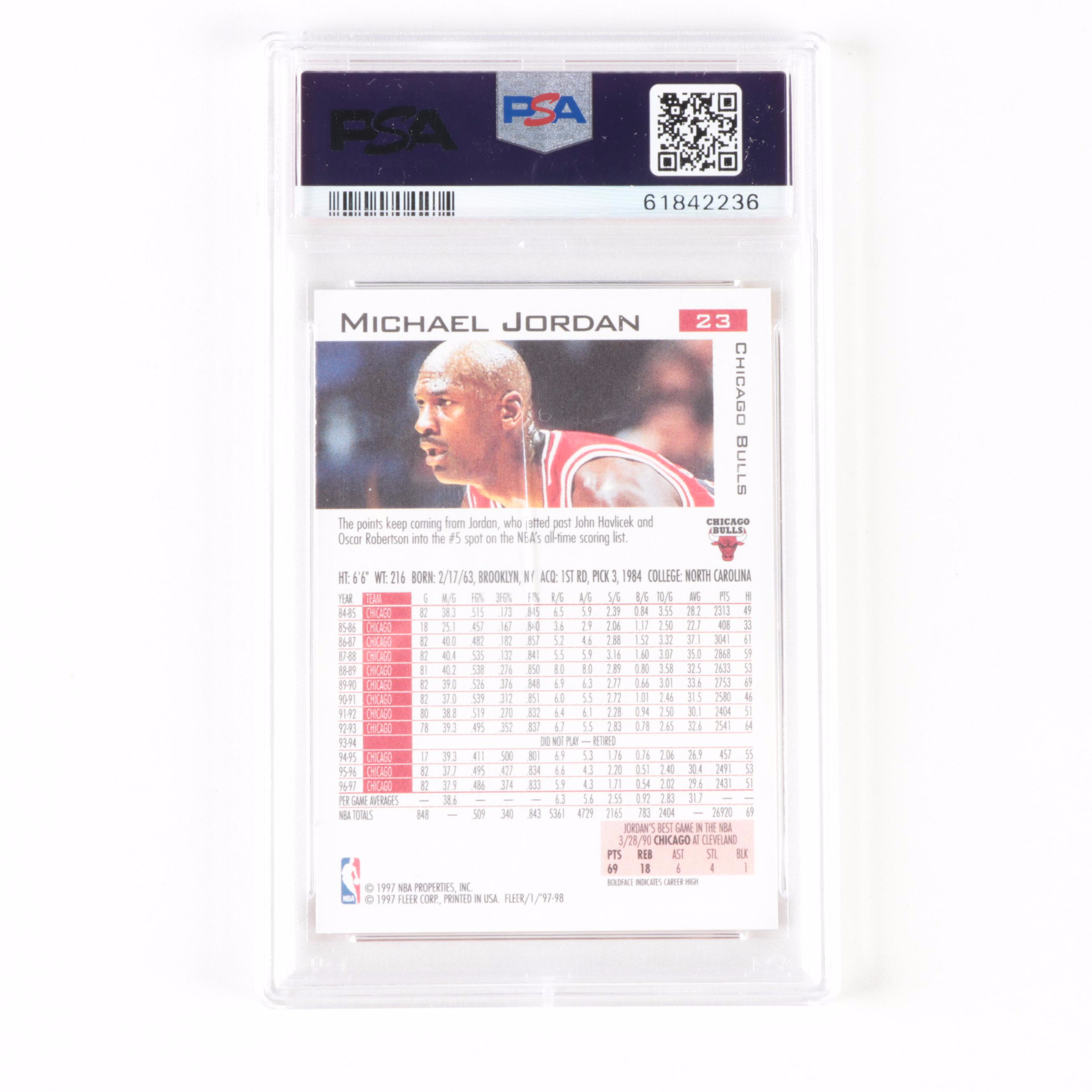 1997 Fleer Michael Jordan #23 Graded PSA Mint 9 Basketball Card