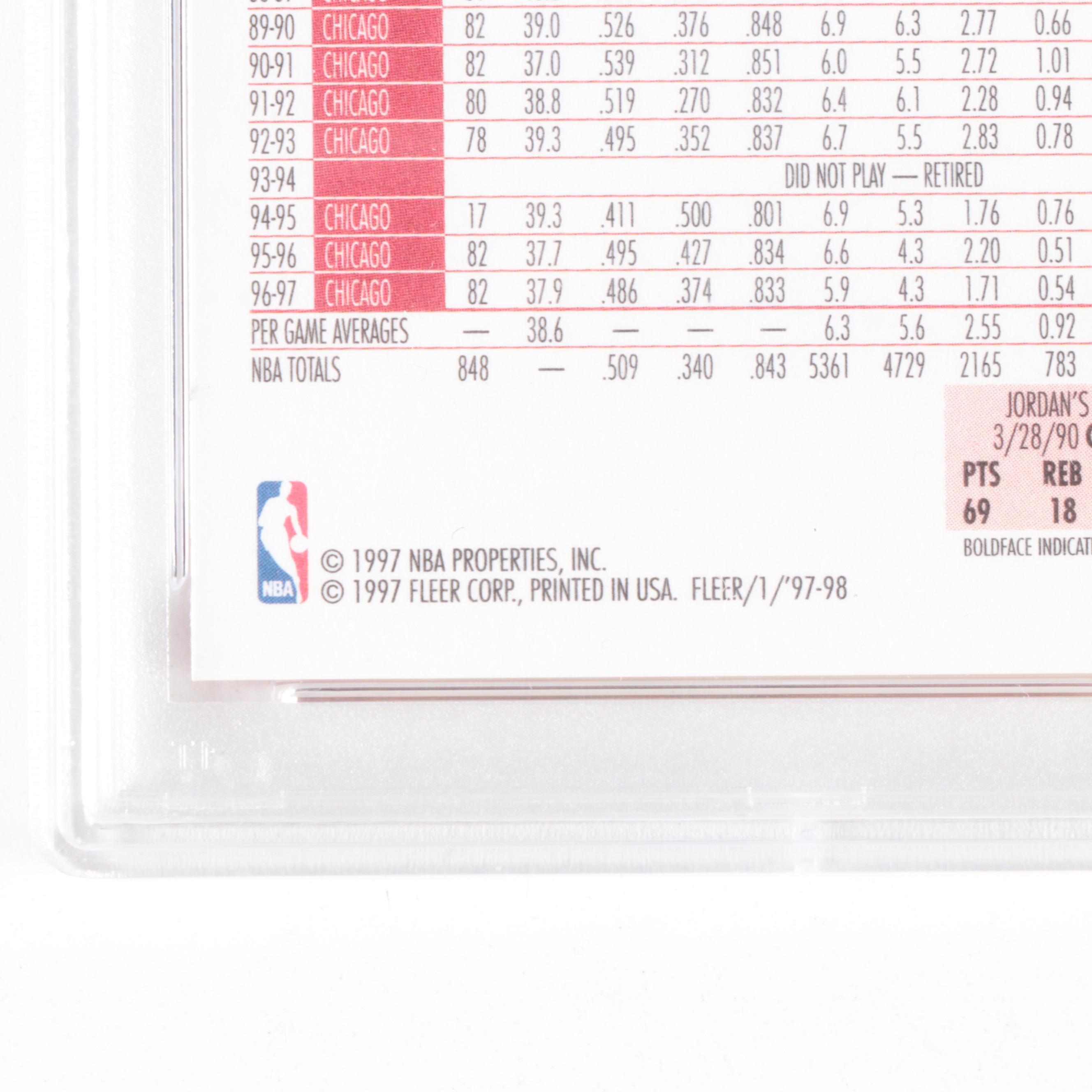 1997 Fleer Michael Jordan #23 Graded PSA Mint 9 Basketball Card