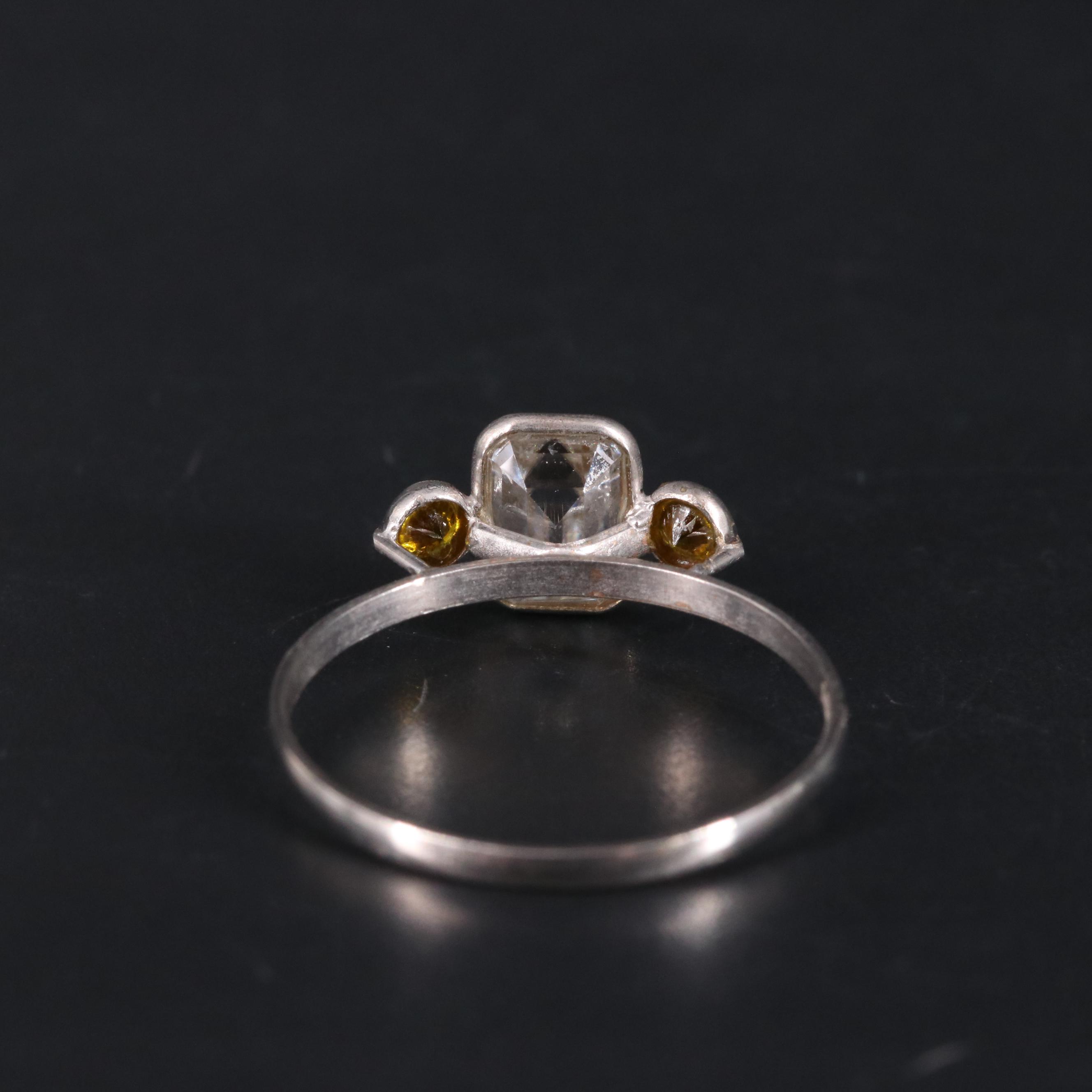 14K Moissanite  and Yellow Lab Grown Diamond Ring