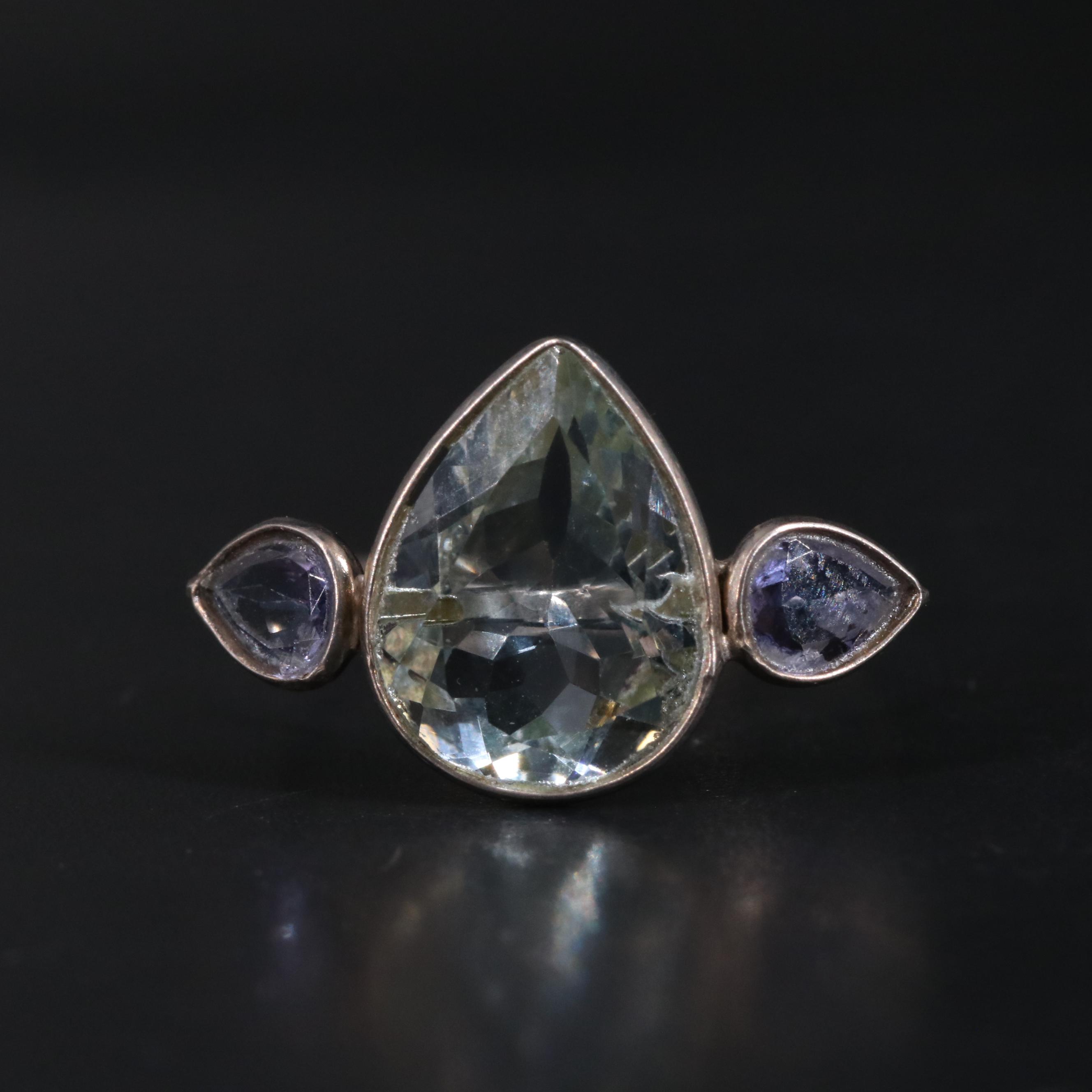 14K Aquamarine and Tanzanite Ring