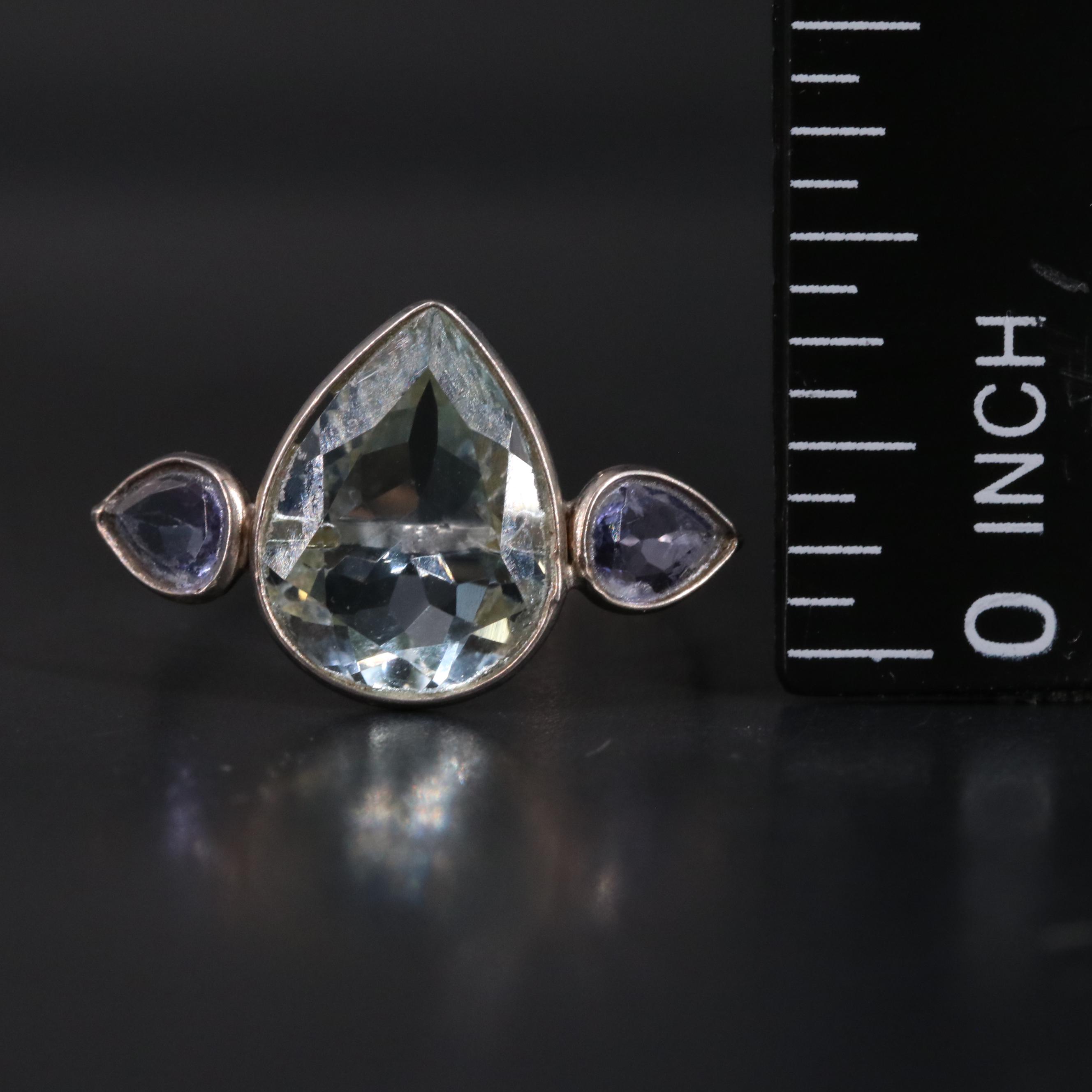 14K Aquamarine and Tanzanite Ring