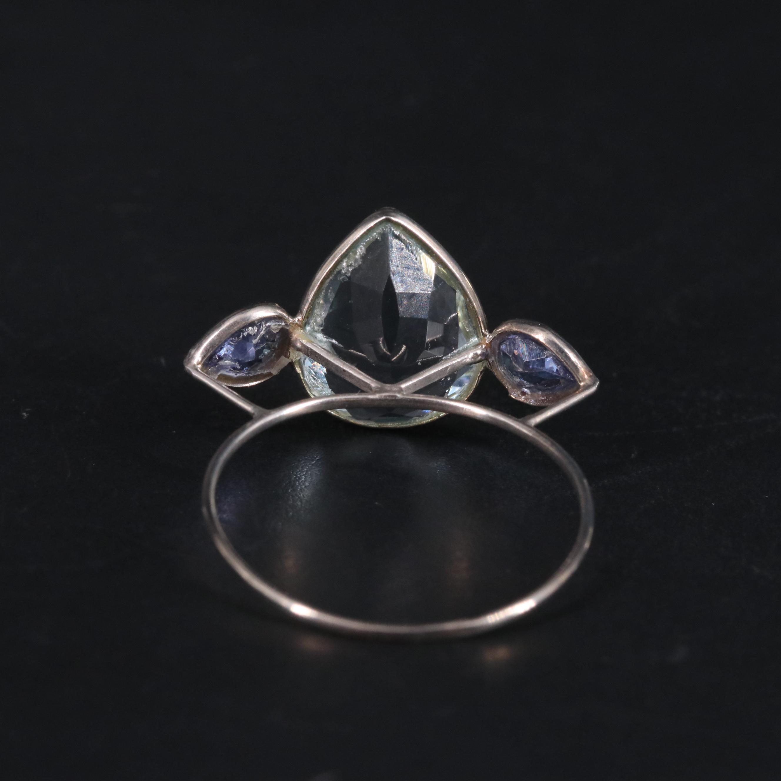 14K Aquamarine and Tanzanite Ring