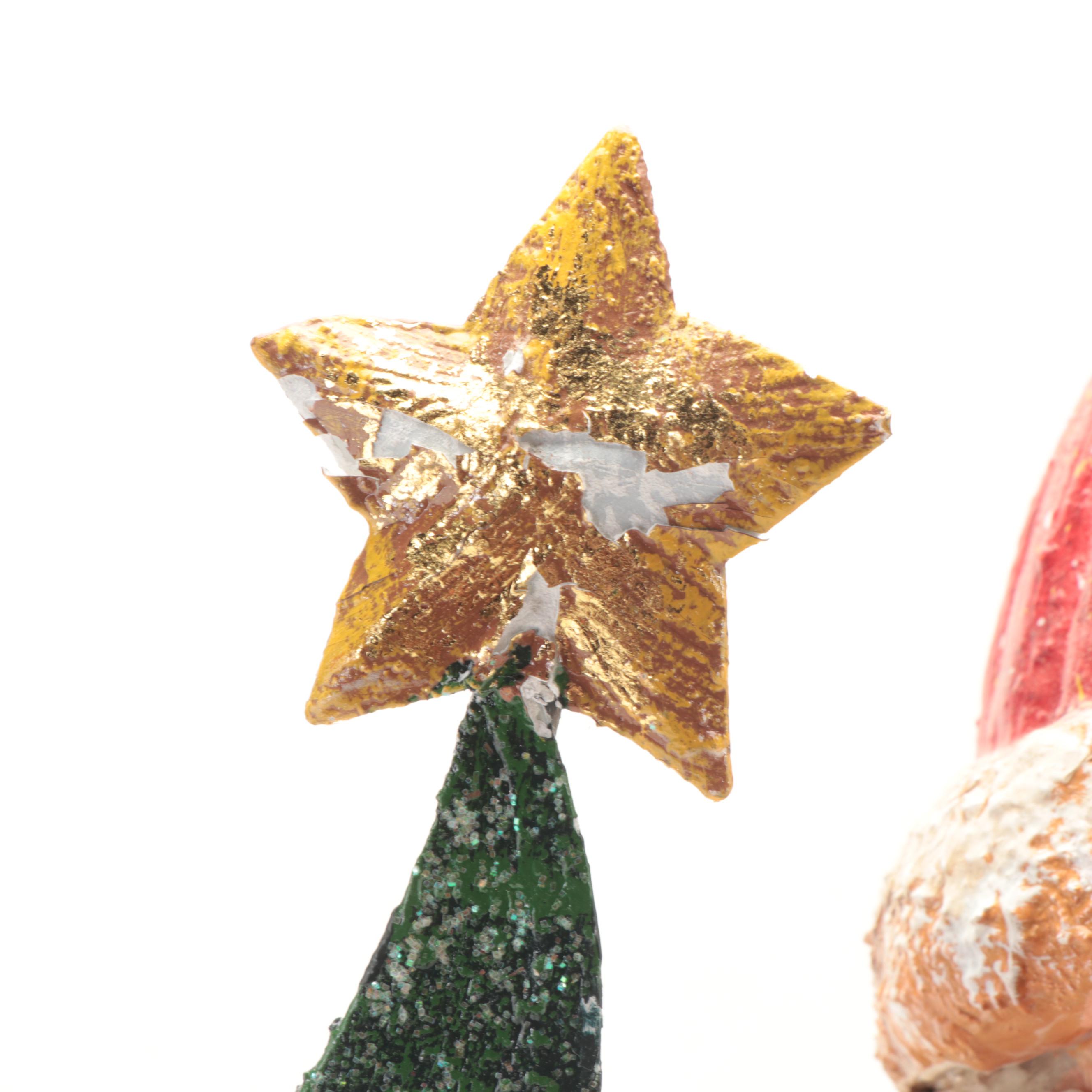 Painted Metal Santa Claus Table Décor