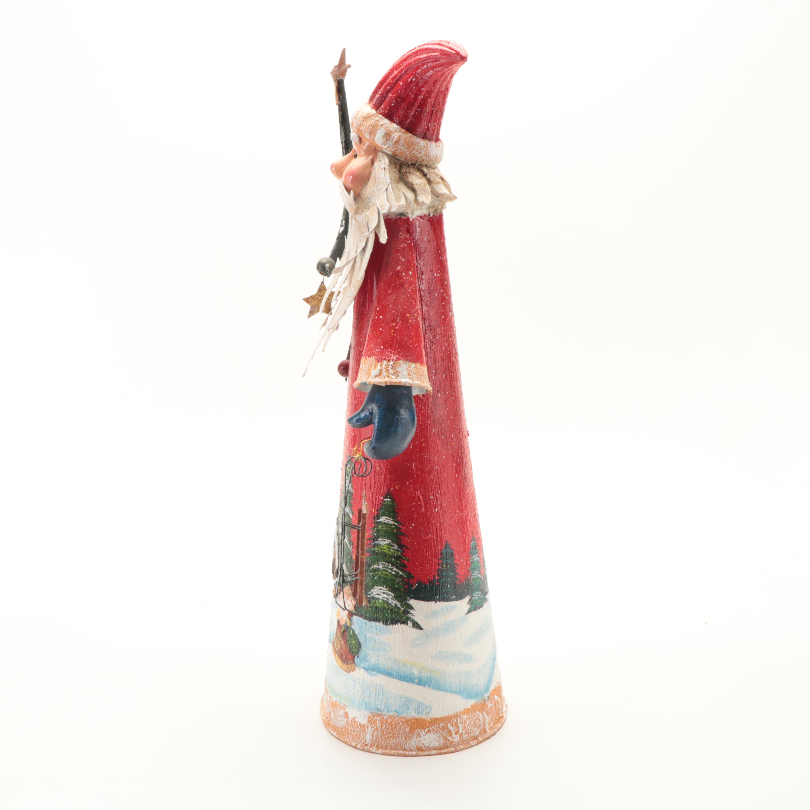 Painted Metal Santa Claus Table Décor