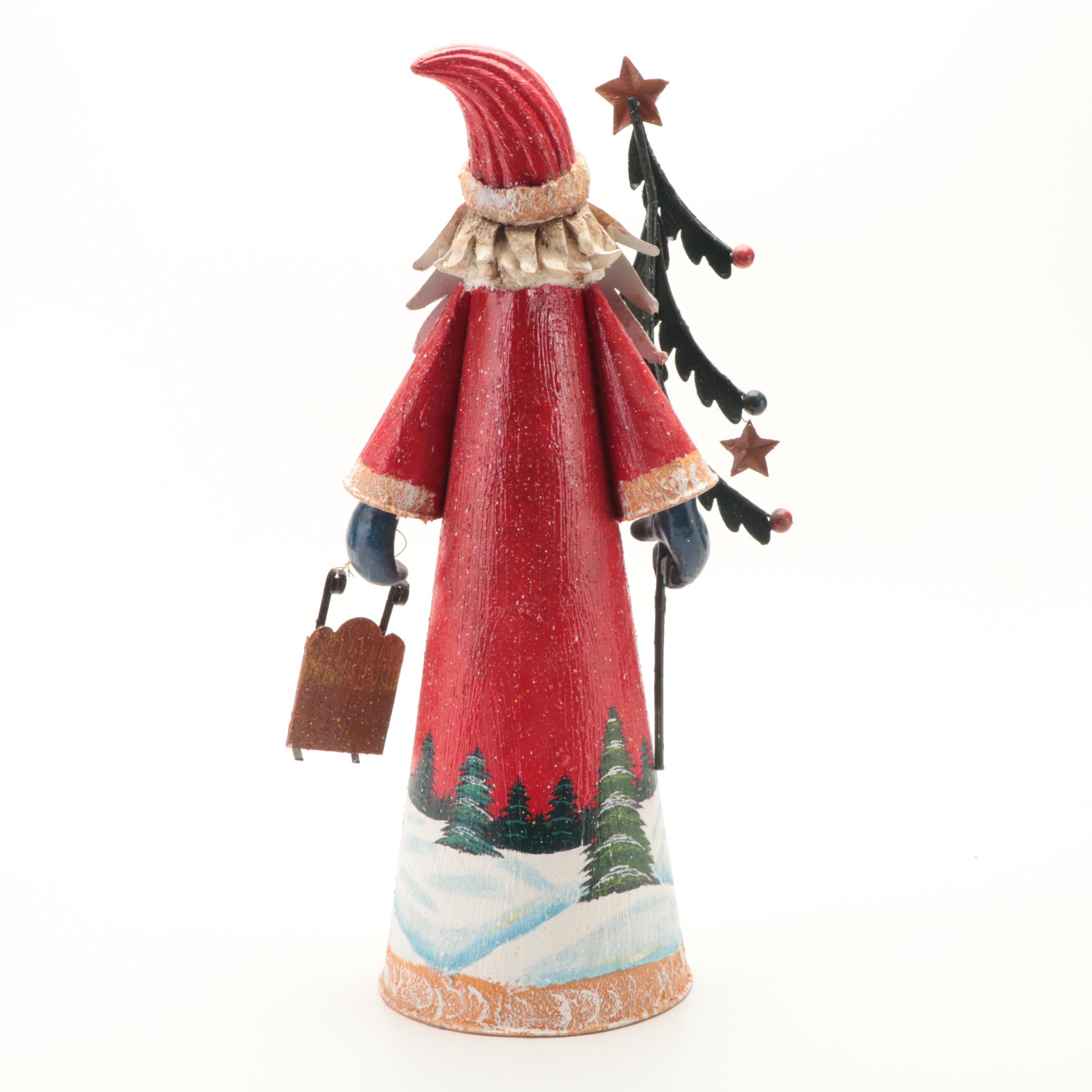 Painted Metal Santa Claus Table Décor