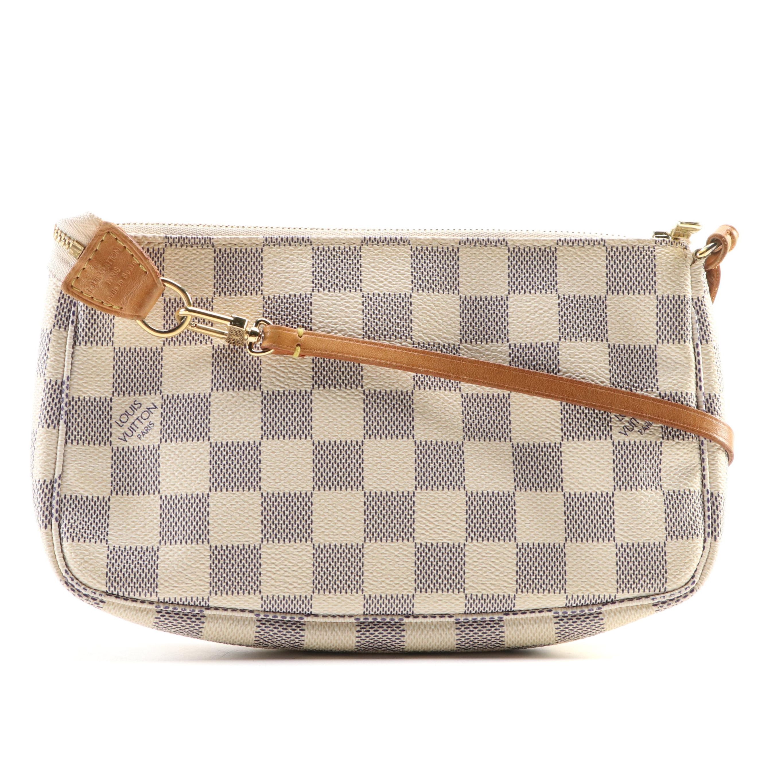 Louis Vuitton Pochette Accessoires in Damier Azur Canvas/Vachetta Leather