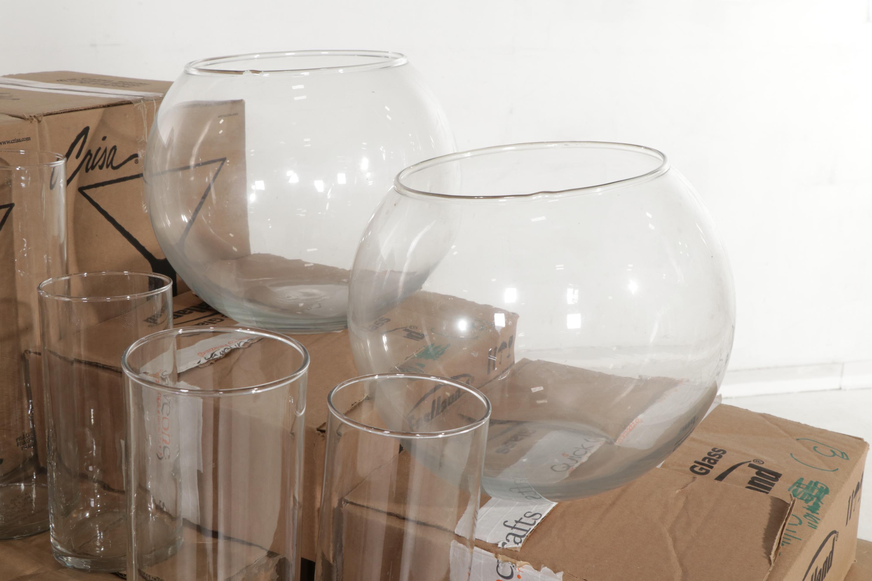 Libbey Bubble Ball Vases, Crisa Large Martini Glasses and More Event Table Decor