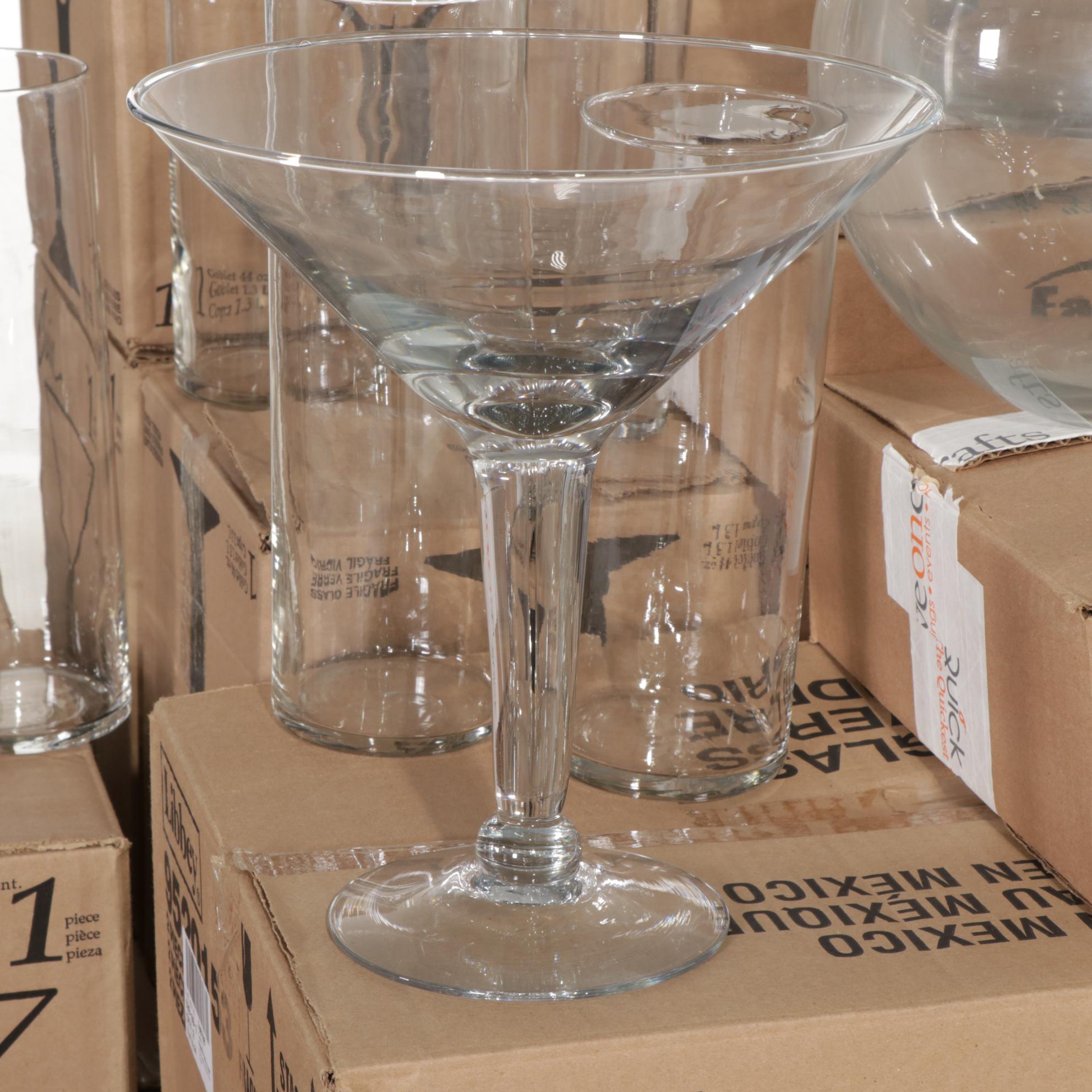 Libbey Bubble Ball Vases, Crisa Large Martini Glasses and More Event Table Decor