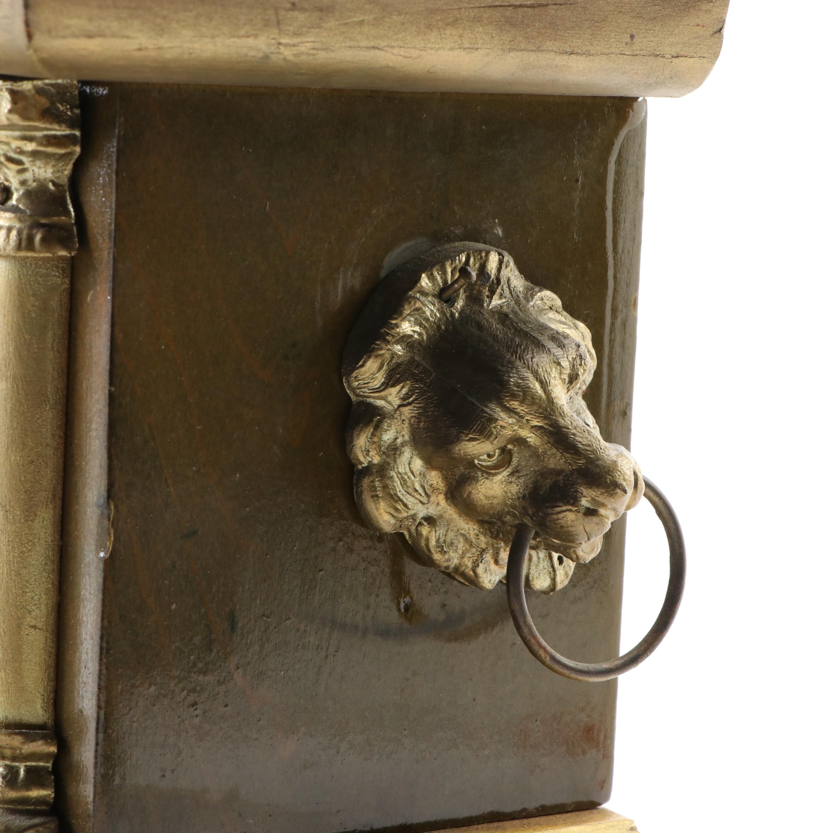 William L. Gilbert Lion's Head Gilt Wood Mantel Clock, 1903