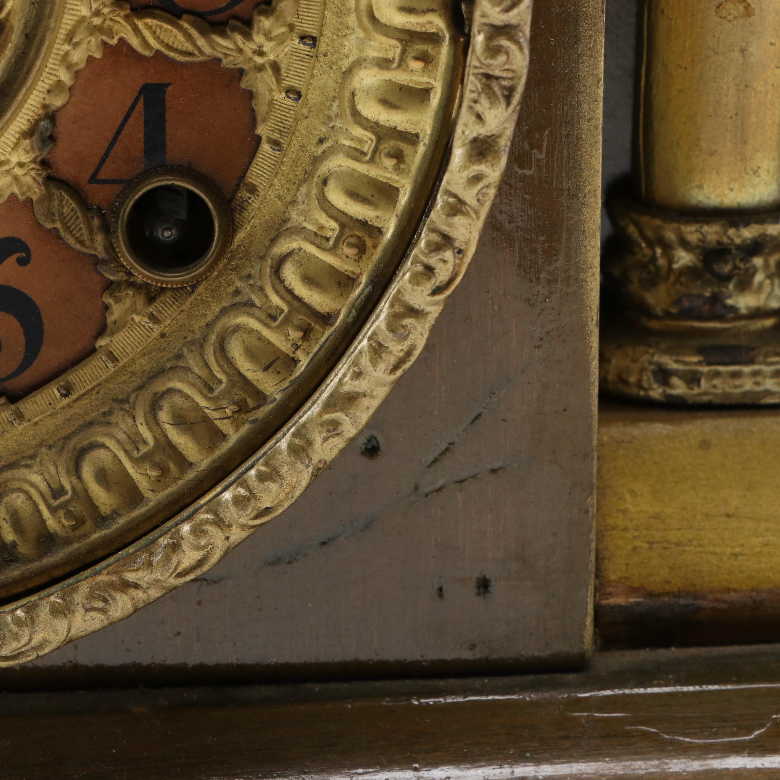 William L. Gilbert Lion's Head Gilt Wood Mantel Clock, 1903