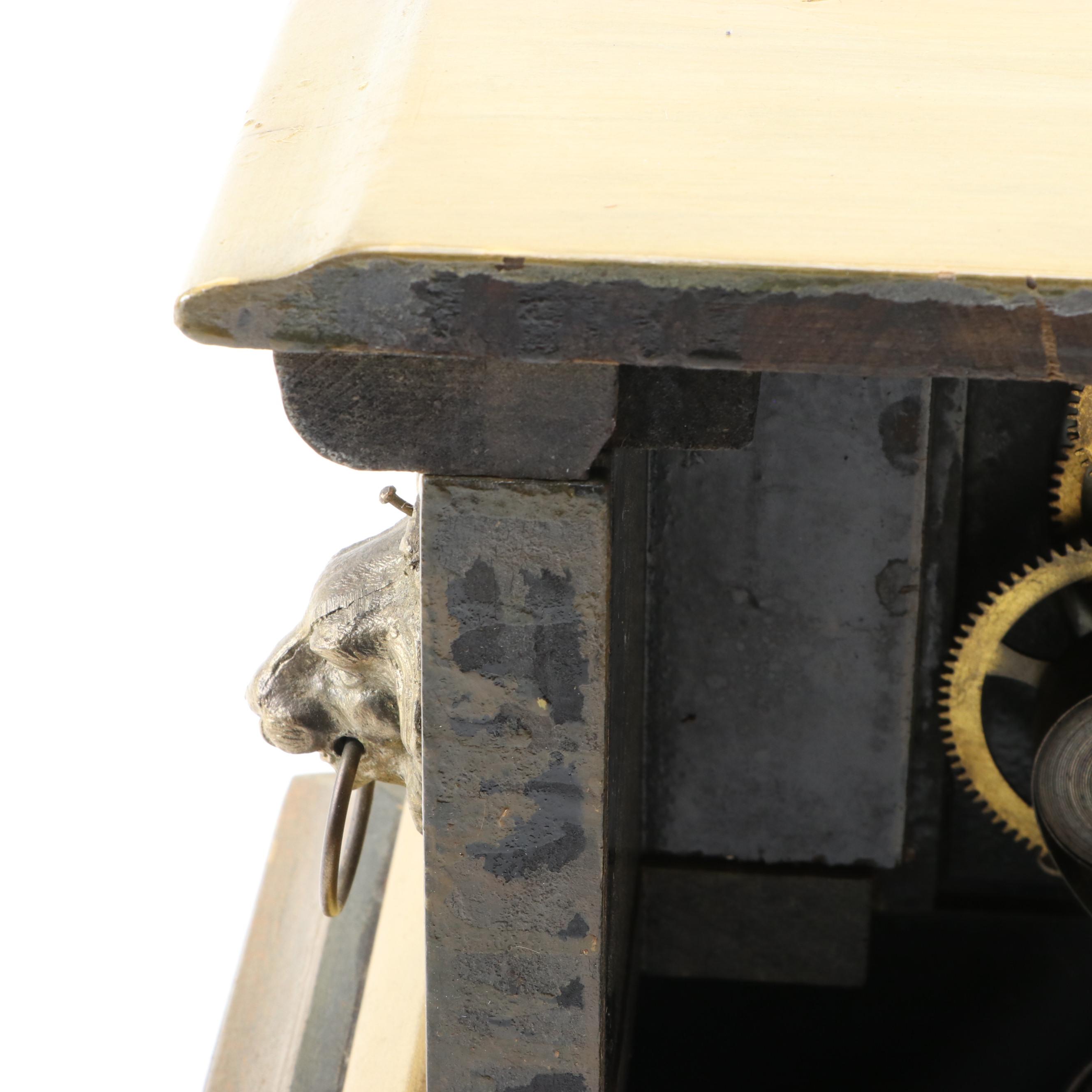 William L. Gilbert Lion's Head Gilt Wood Mantel Clock, 1903