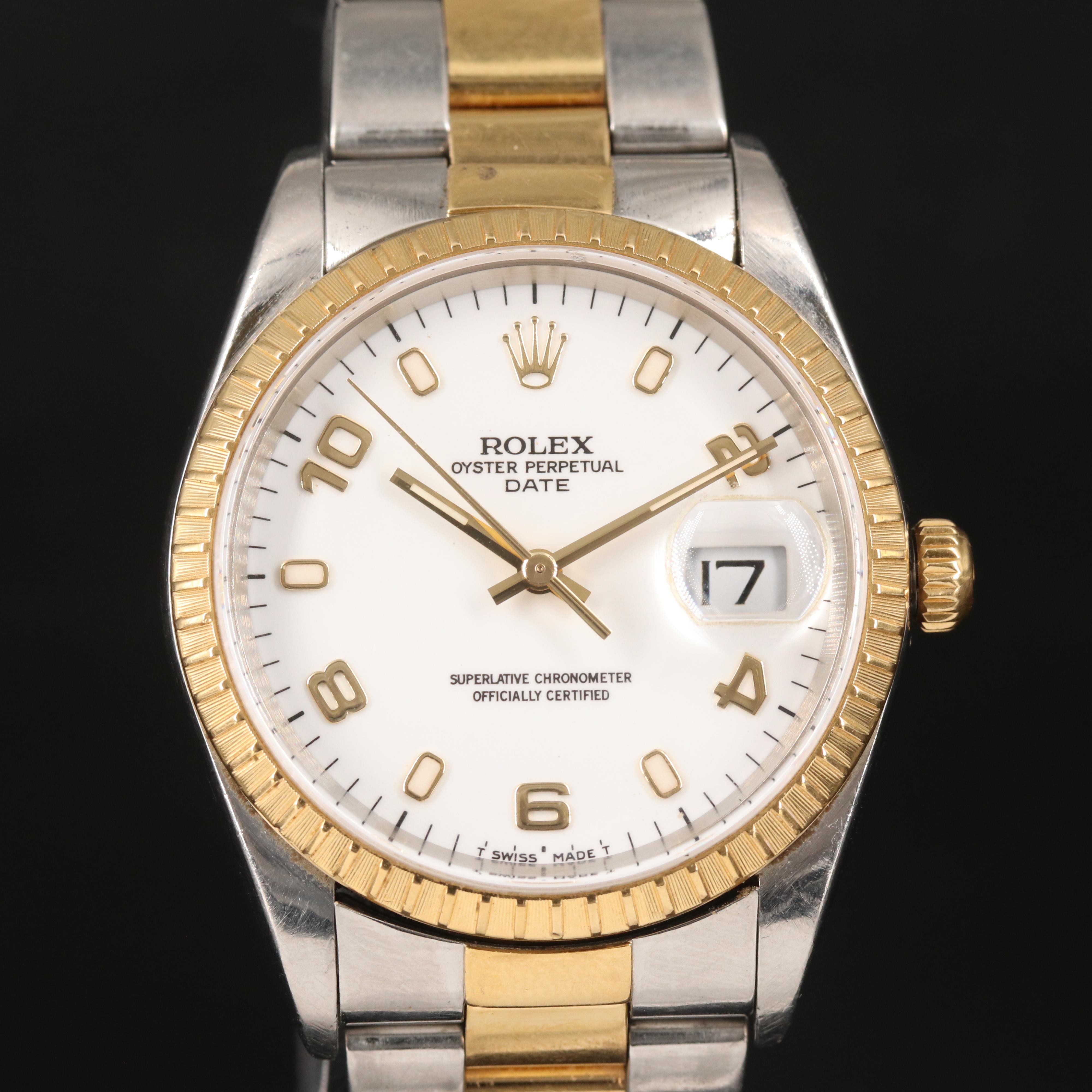 1999 Rolex Oyster Perpetual Date 18K and Stainless Steel Watch