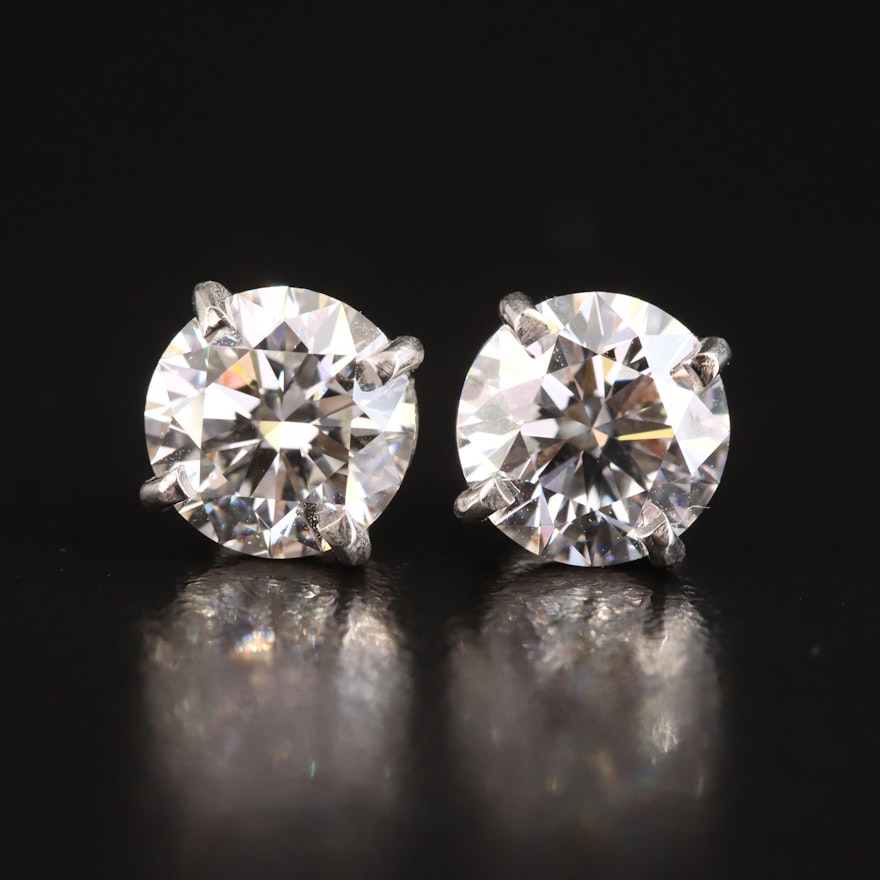 Platinum 3.55 CTW Lab Grown Diamond Stud Earrings with IGI Reports