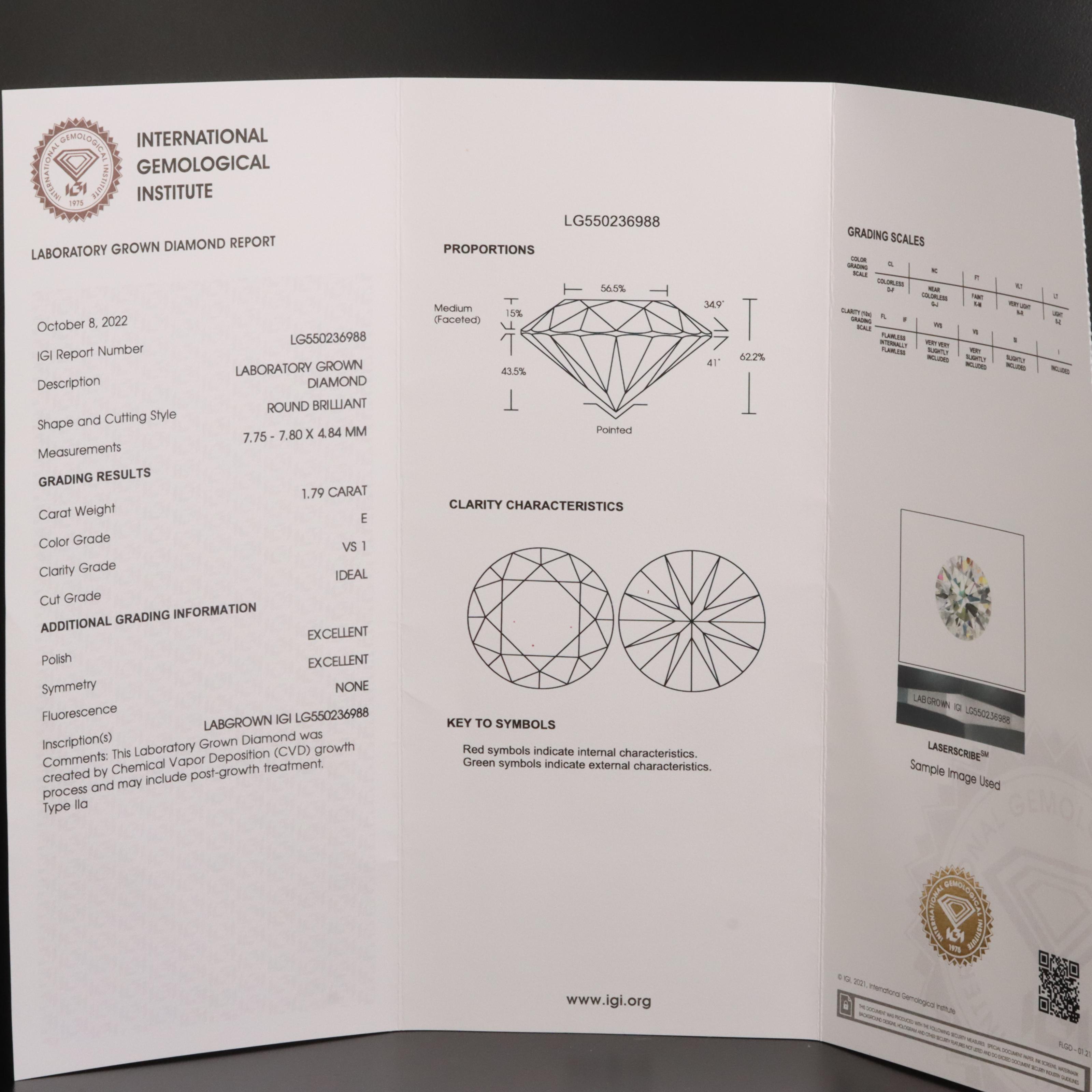 Platinum 3.55 CTW Lab Grown Diamond Stud Earrings with IGI Reports