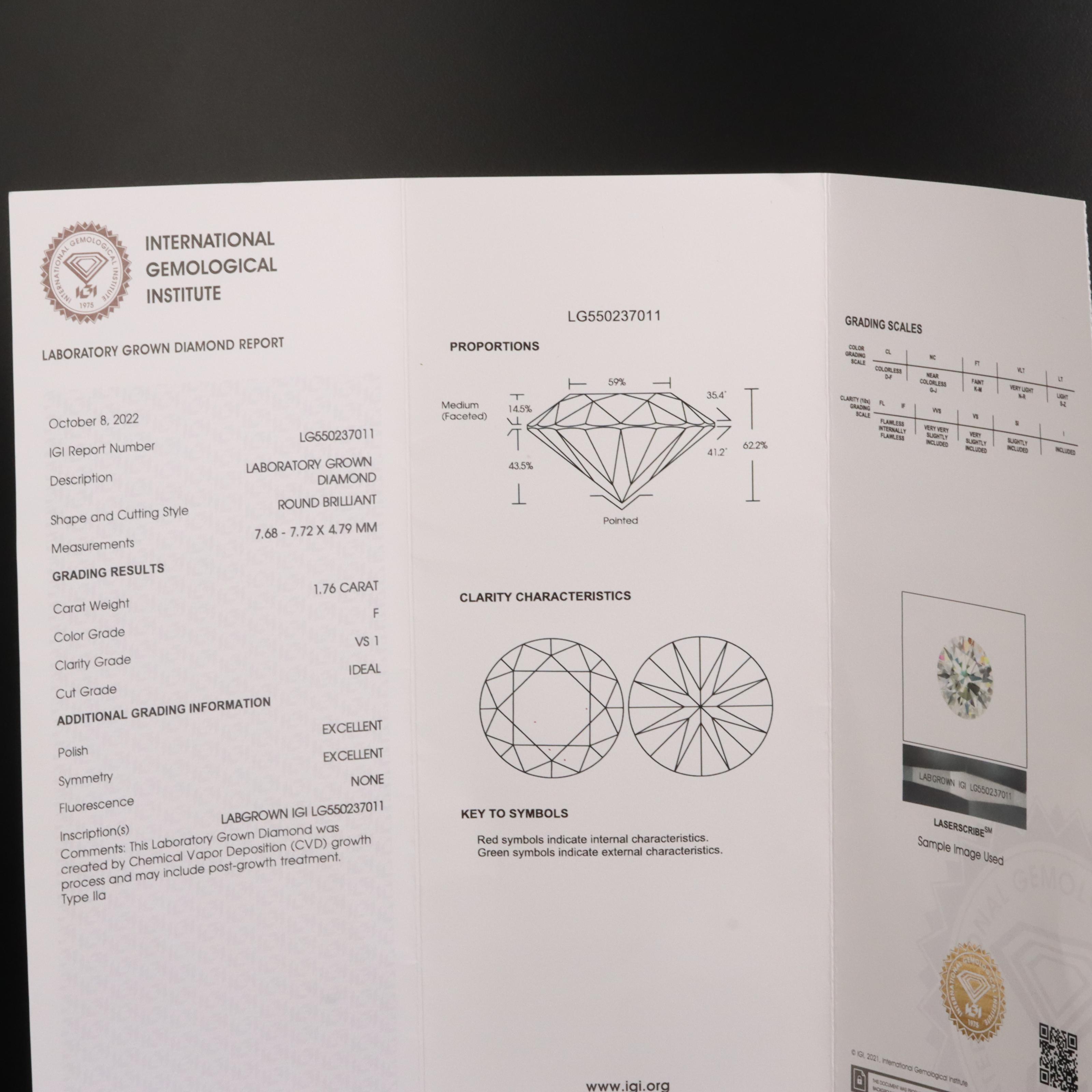 Platinum 3.55 CTW Lab Grown Diamond Stud Earrings with IGI Reports