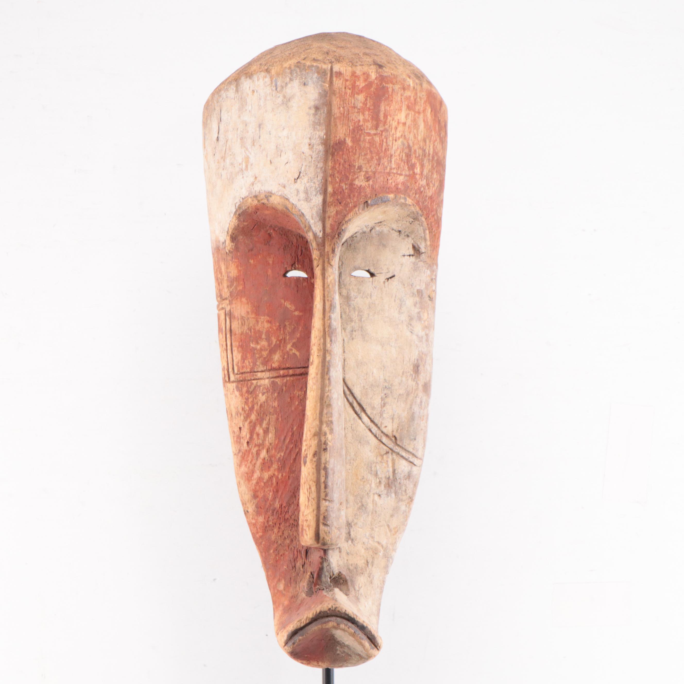 Fang Style Carved Wooden Mask, Central Africa