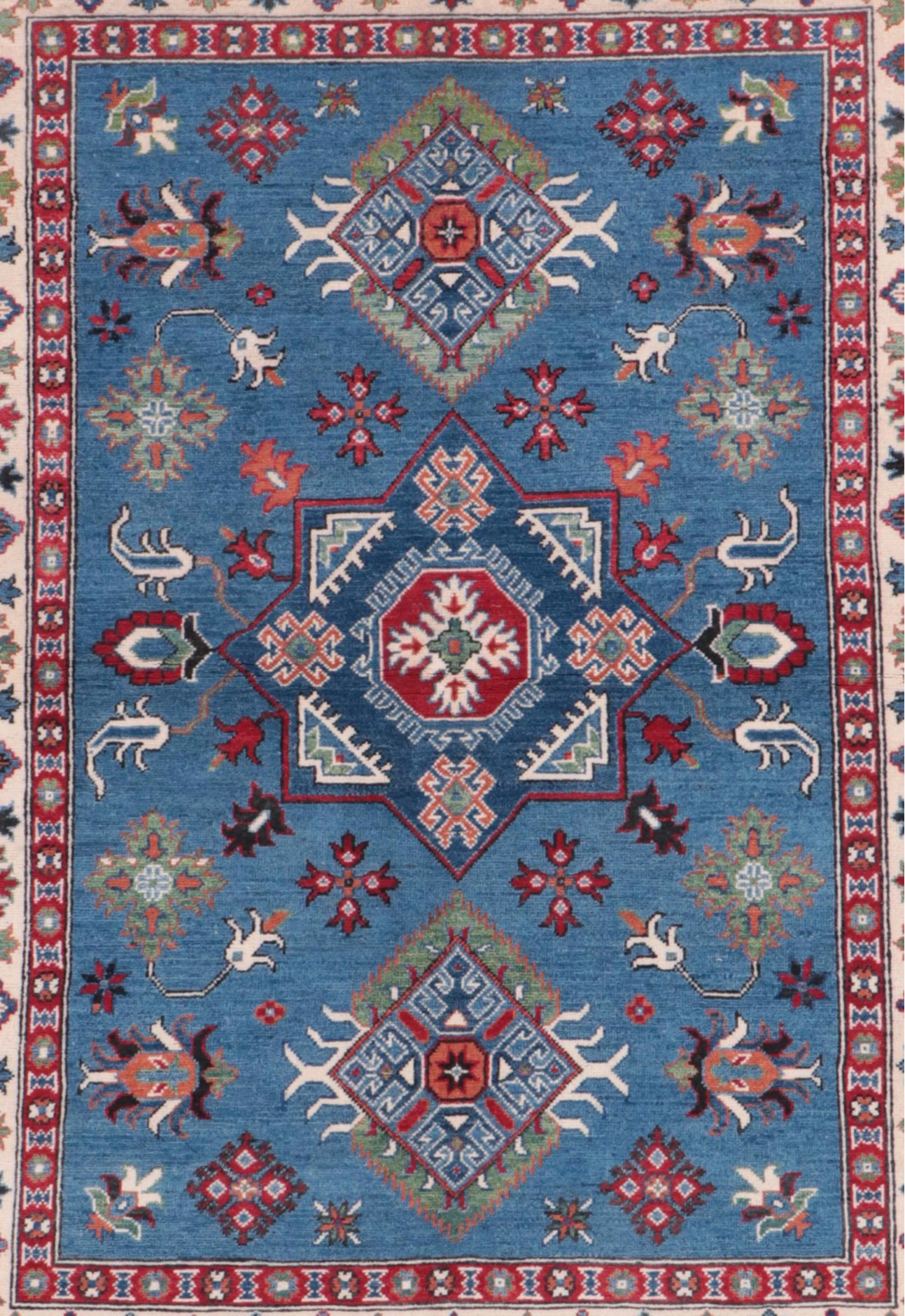 4'11 x 6'8 Hand-Knotted Afghan Kazak Area Rug